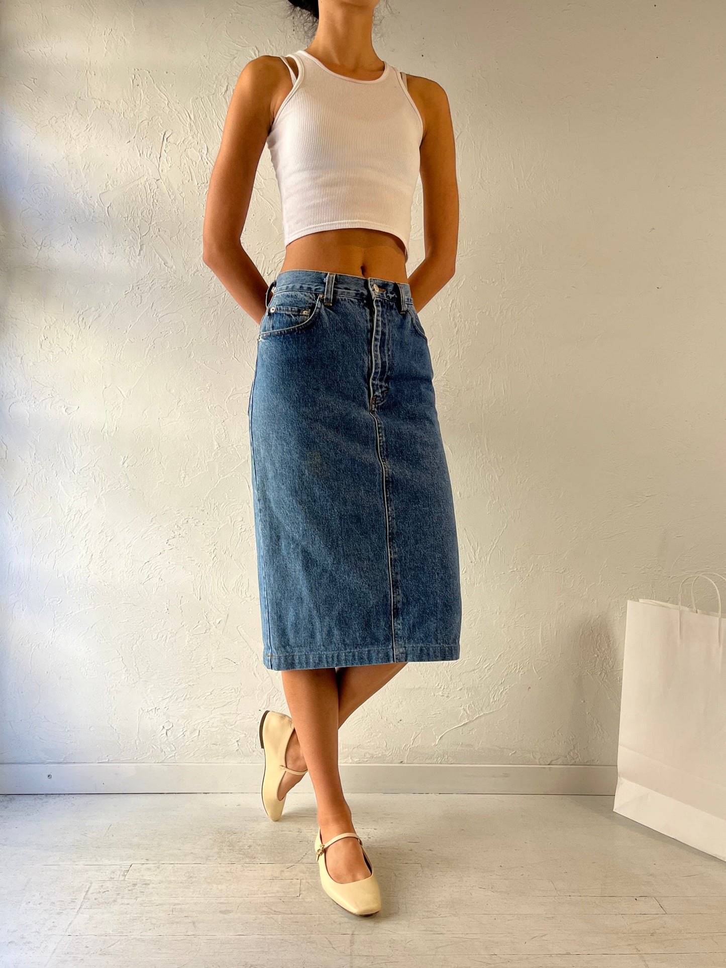 90s ‘Ralph Lauren’ Denim Pencil Skirt / Union Made / Small