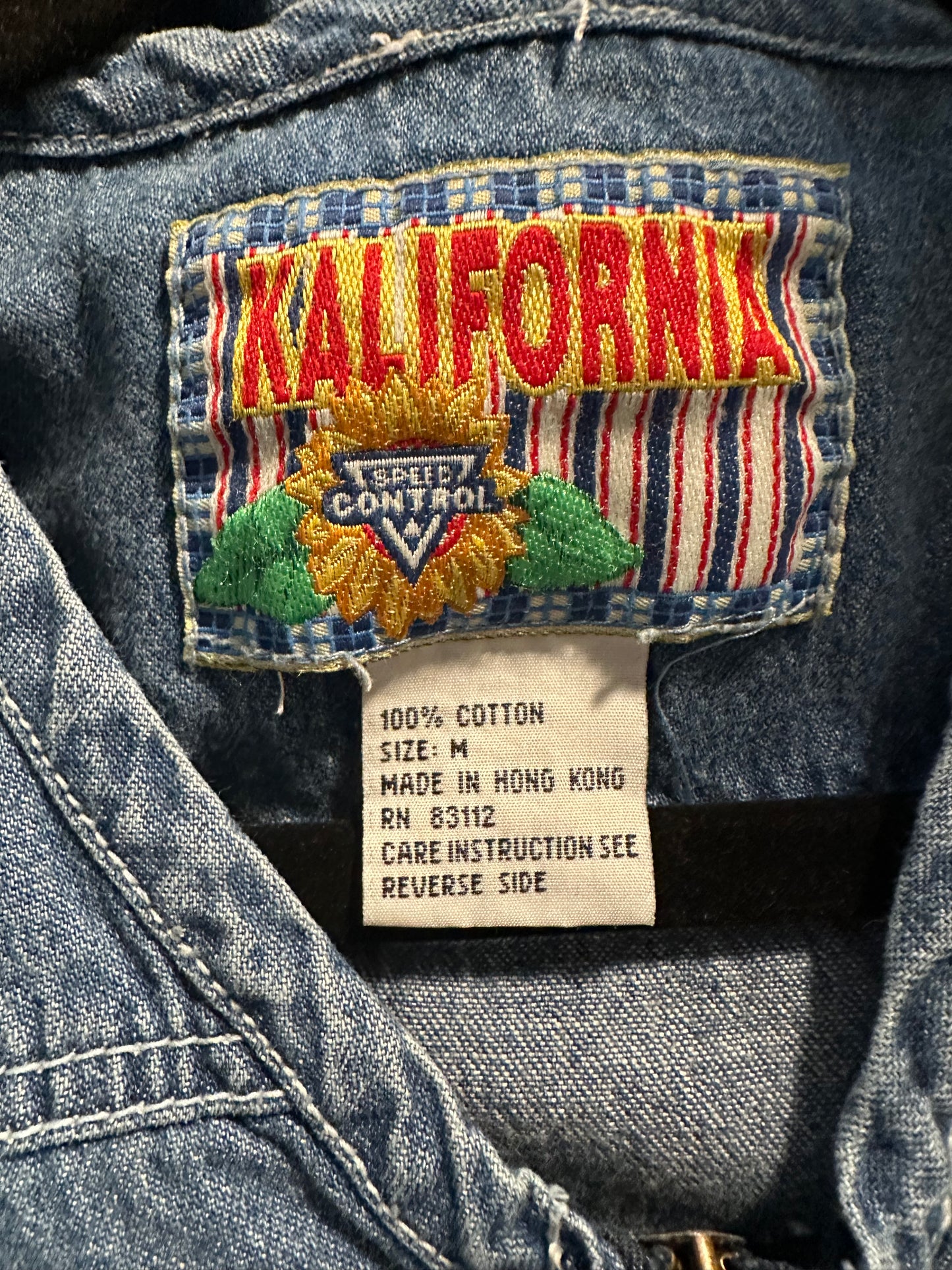 90s 'Kalifornia' Zip Up Denim Dress / Medium