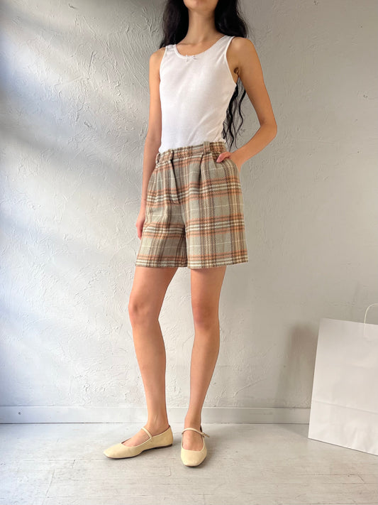 70s ‘Le Look’ Plaid Wool Shorts / Small