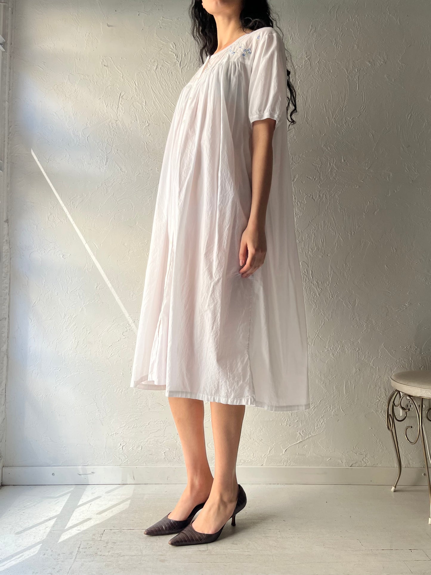 Y2k 'Secret Treasures' White Romanic Summer Nightgown / Vintage 2000s Cottagecore Nighty Dress / Large
