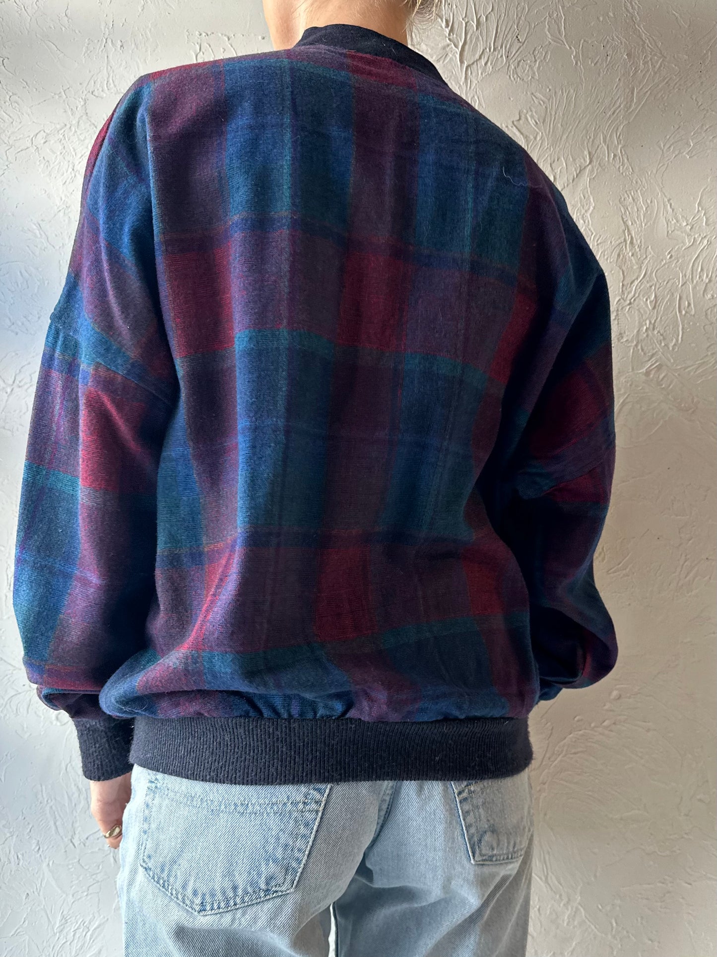 Vintage 'Pendleton' Plaid Wool Cardigan / Medium