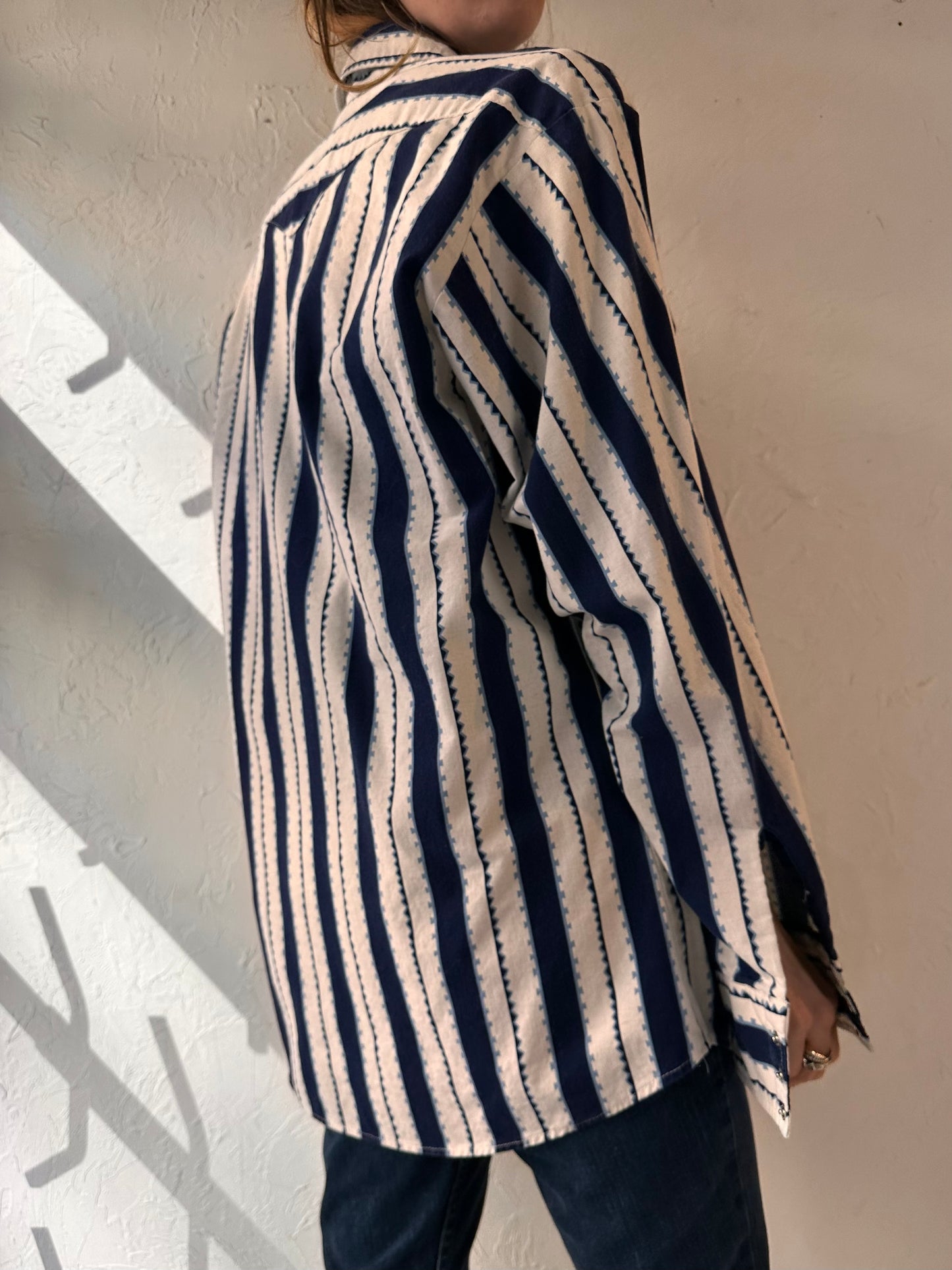 Vintage 'Panhandle Slim' Striped Western Pearl Snap Shirt / Large