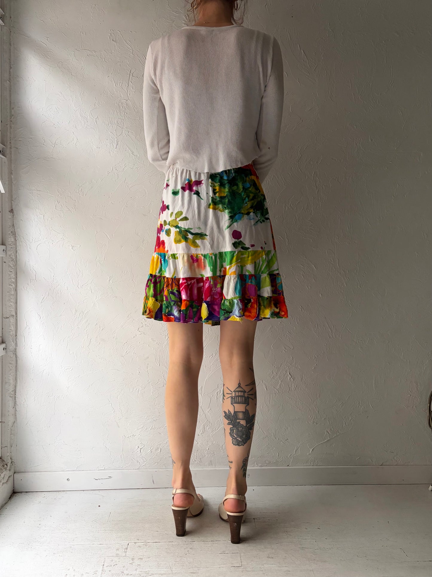 Vintage 'Jams World' White Spring Summer Skirt / Small