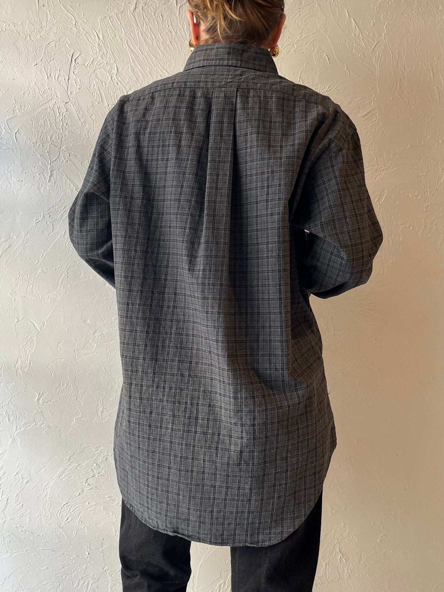 Y2K ‘Ralph Lauren’ Gray Plaid Shirt / Medium