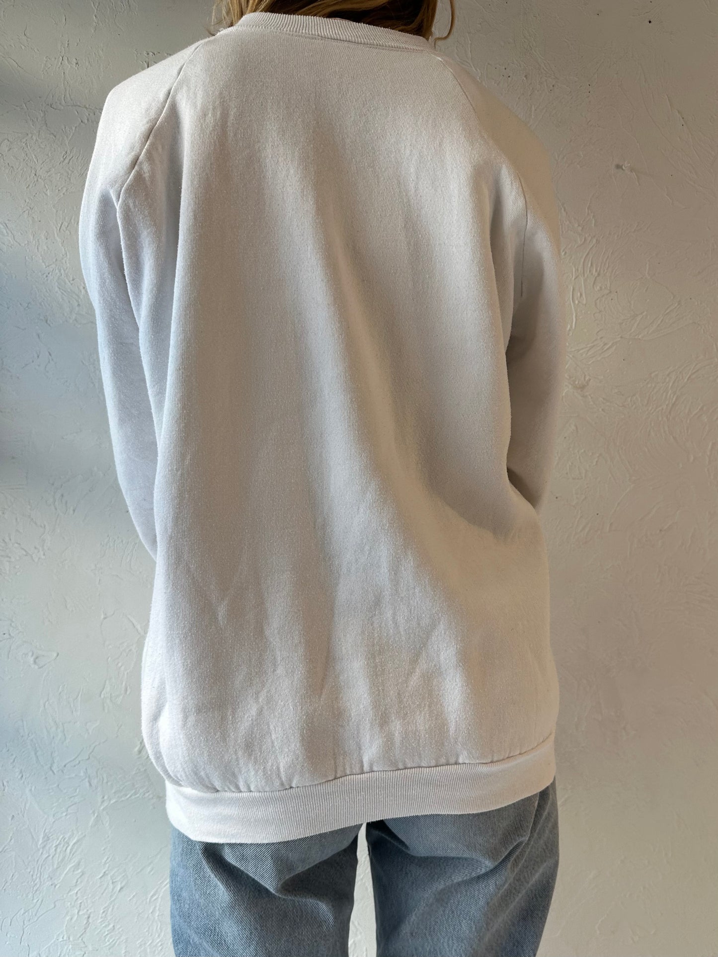 90s 'Fruit of the Loom' Hampton Beach White Crew Neck Sweatshirt / XL