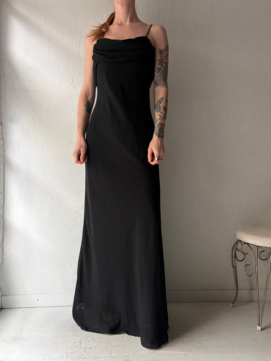 90s 'Jessica' Black Cowl Neck Formal Dress / Medium
