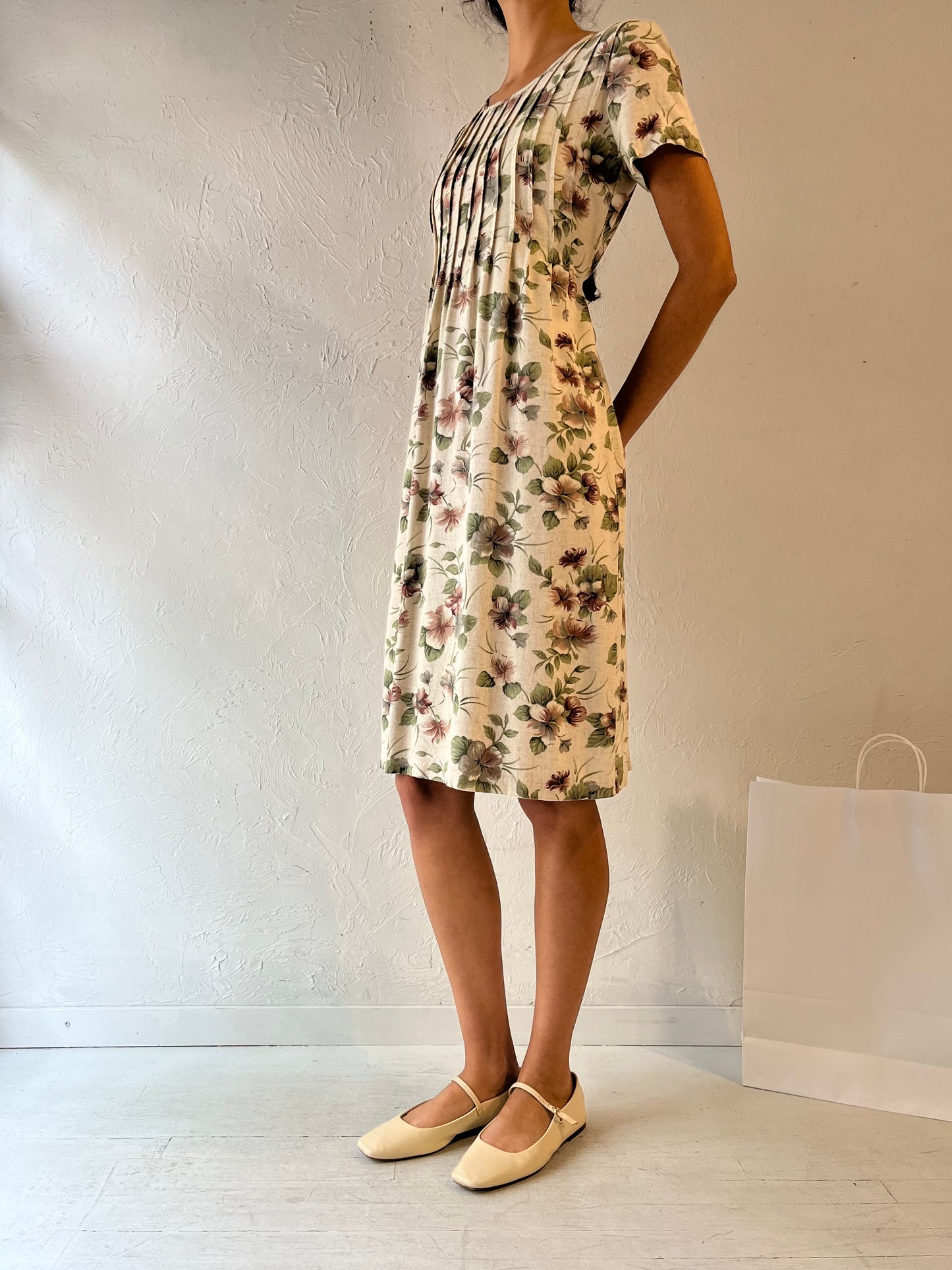 90s 'Molly Molloy' Floral Print Dress / Medium