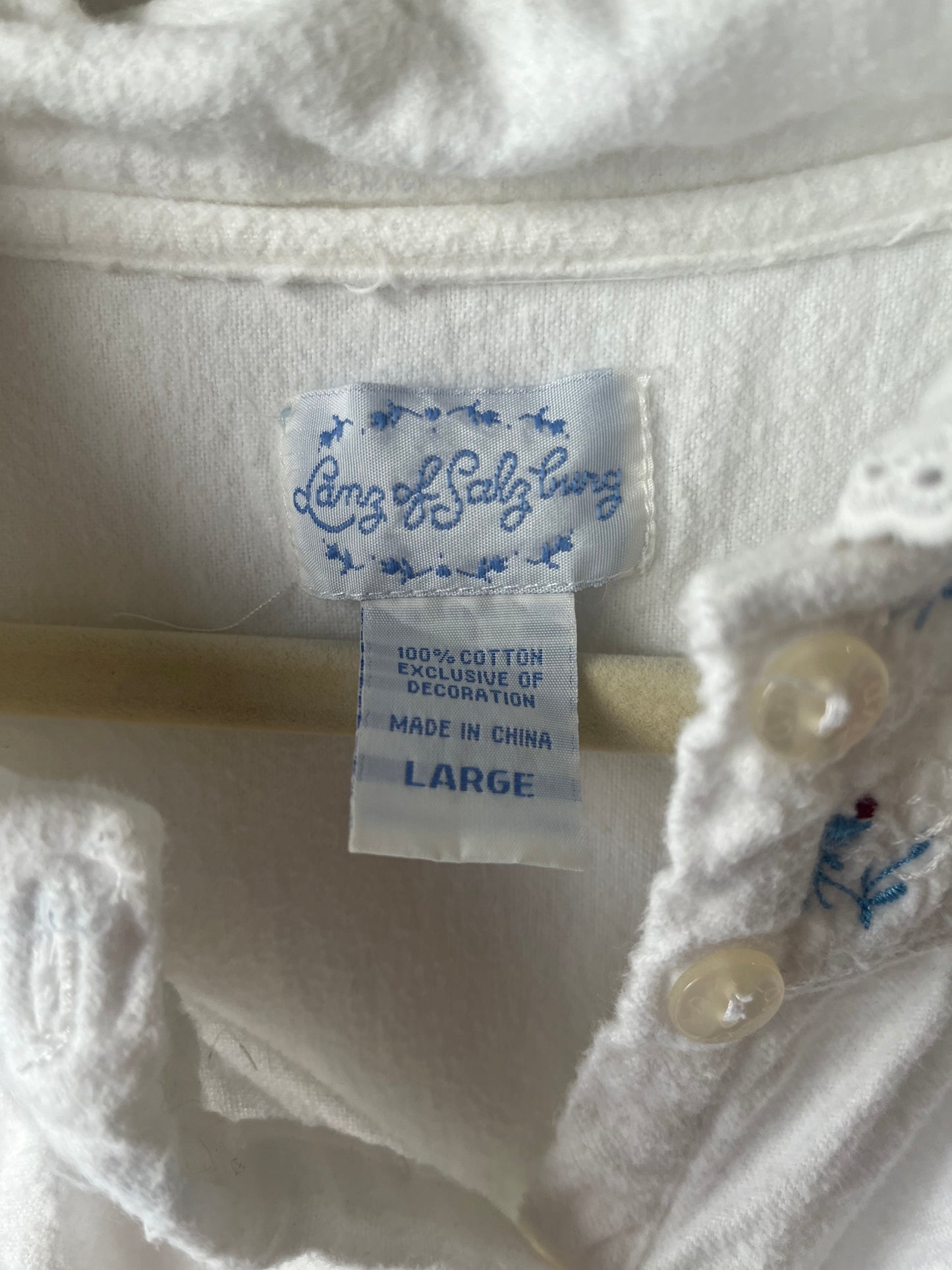 90s White Embroidered Flannel Cozy Nightgown Dress / Vintage 90s Cozy Romantic Cottagecore Sleep Dress / Large