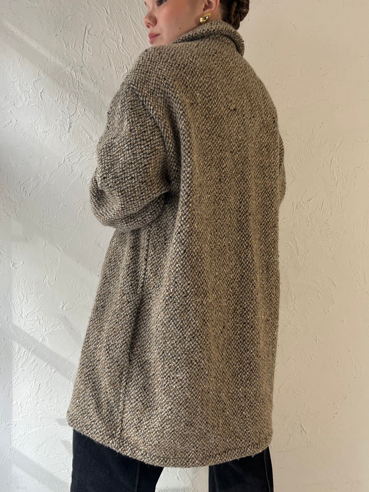 Vintage 'Henry White' Knit Wool Coat / Large