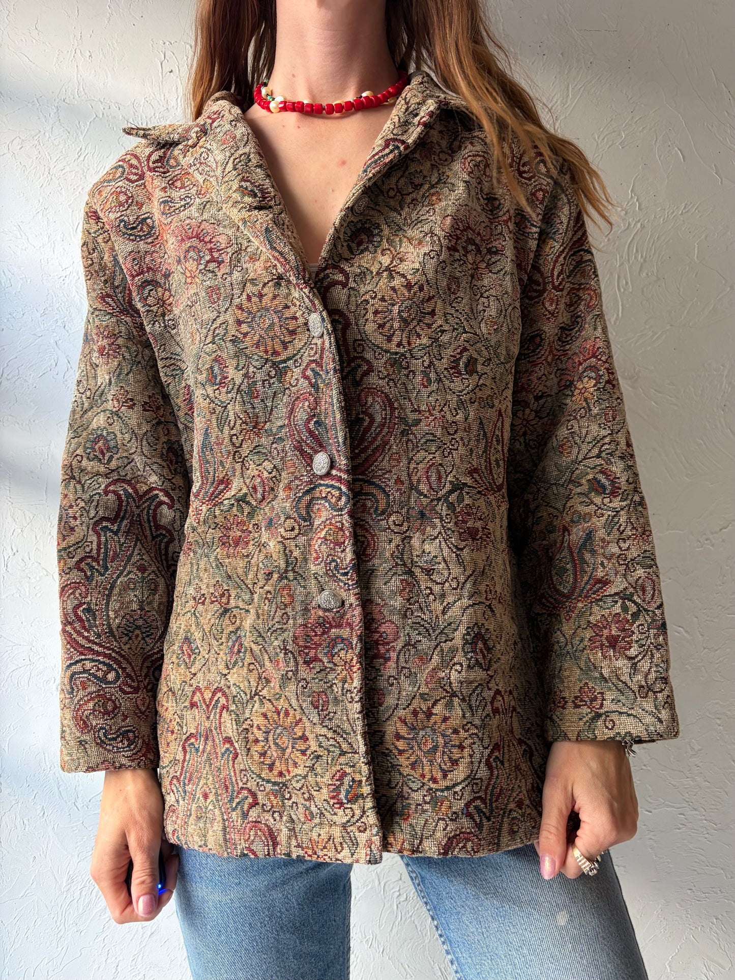 90s 'Erin London' Paisley Tapestry Jacket / Large