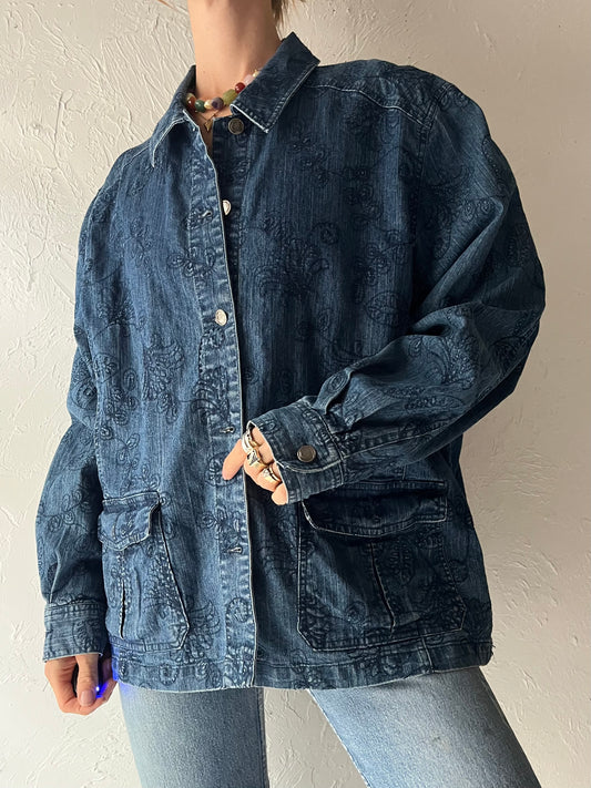 Y2k 'Alfred Dunner' Denim Ebroidered Jacket / Large