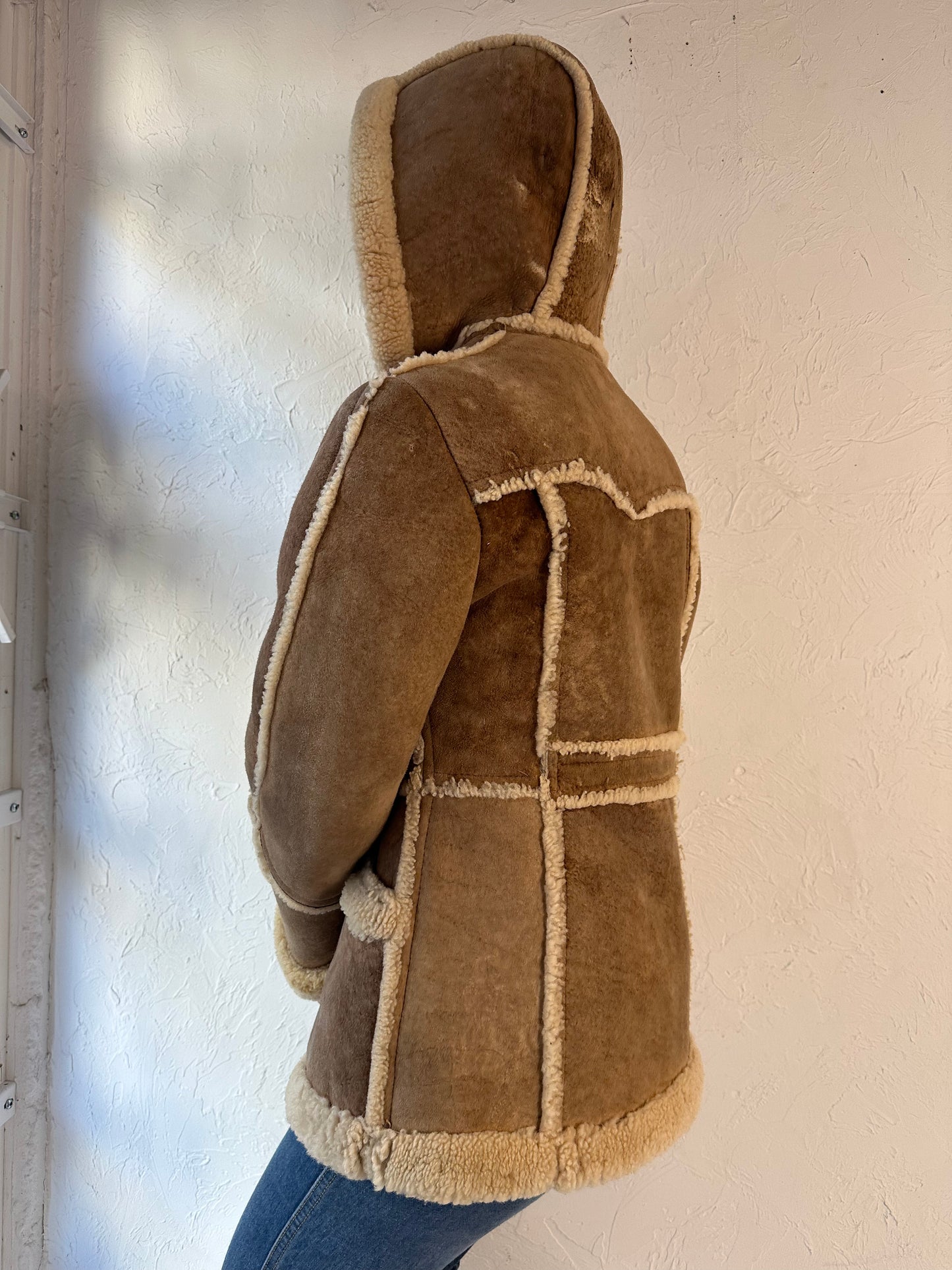 80s 'Wilsons' Shearling Lined Hooded Jacket / Small