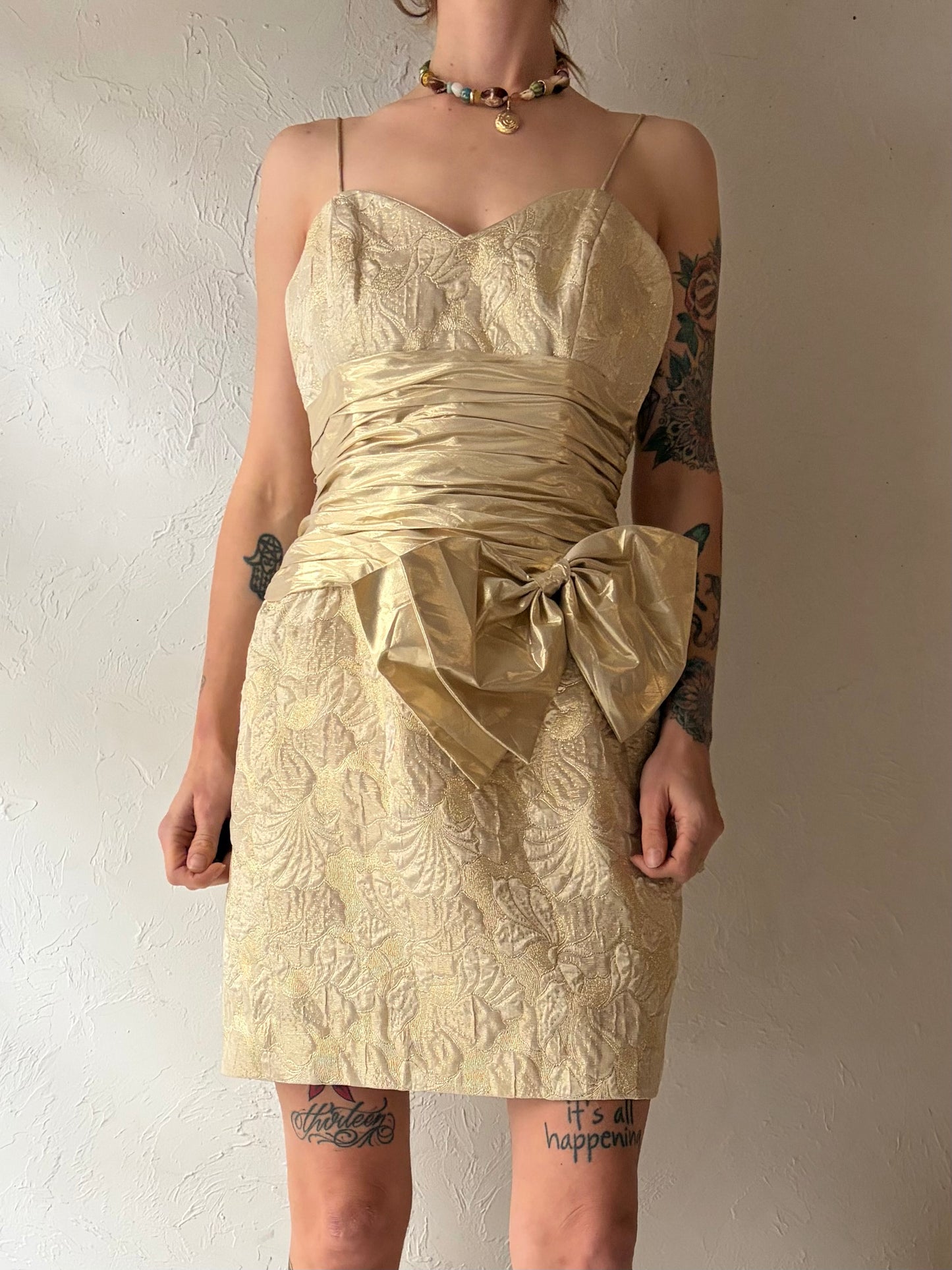 80s 'AJ Bari' Gold Dress Jacket Set / Small