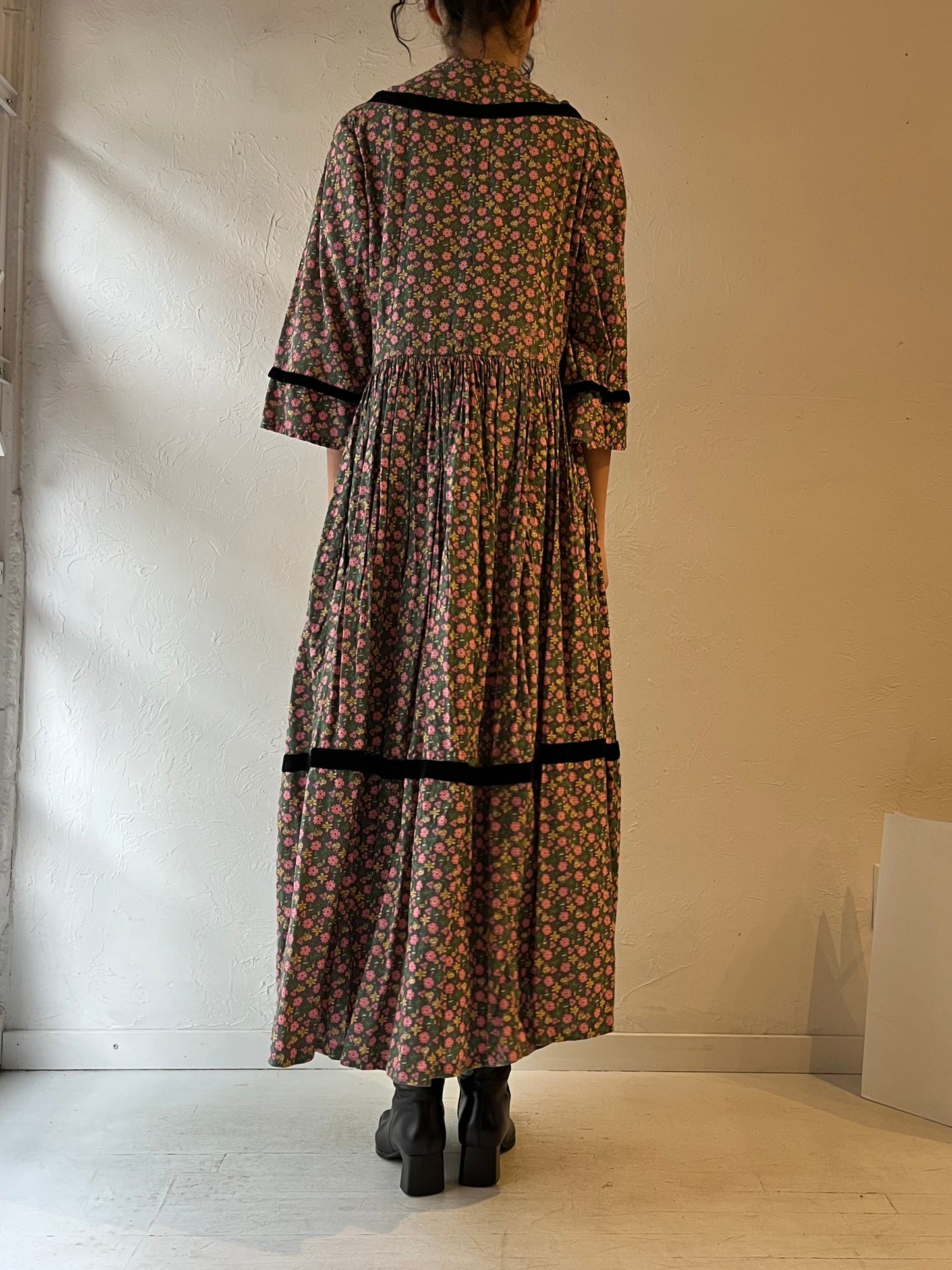 Vintage Handmade Floral Maxi Dress / Large