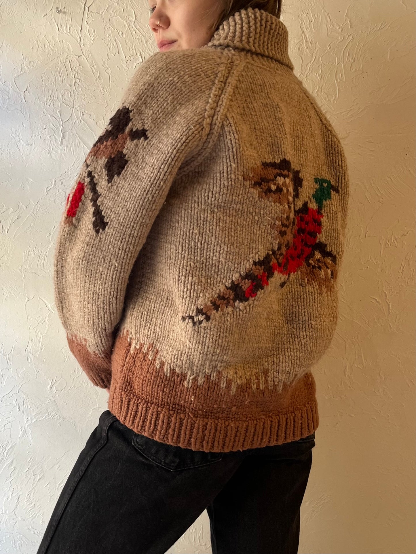 Vintage Hand Knit Wool Hunting Sweater / Small