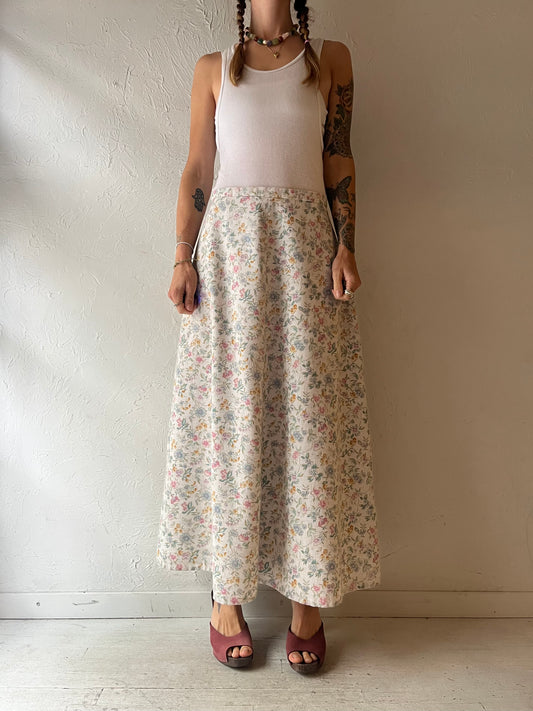 Vintage Handmade Floral Cottagecore Boho Hippie Prairie Summer Maxi Skirt / Medium