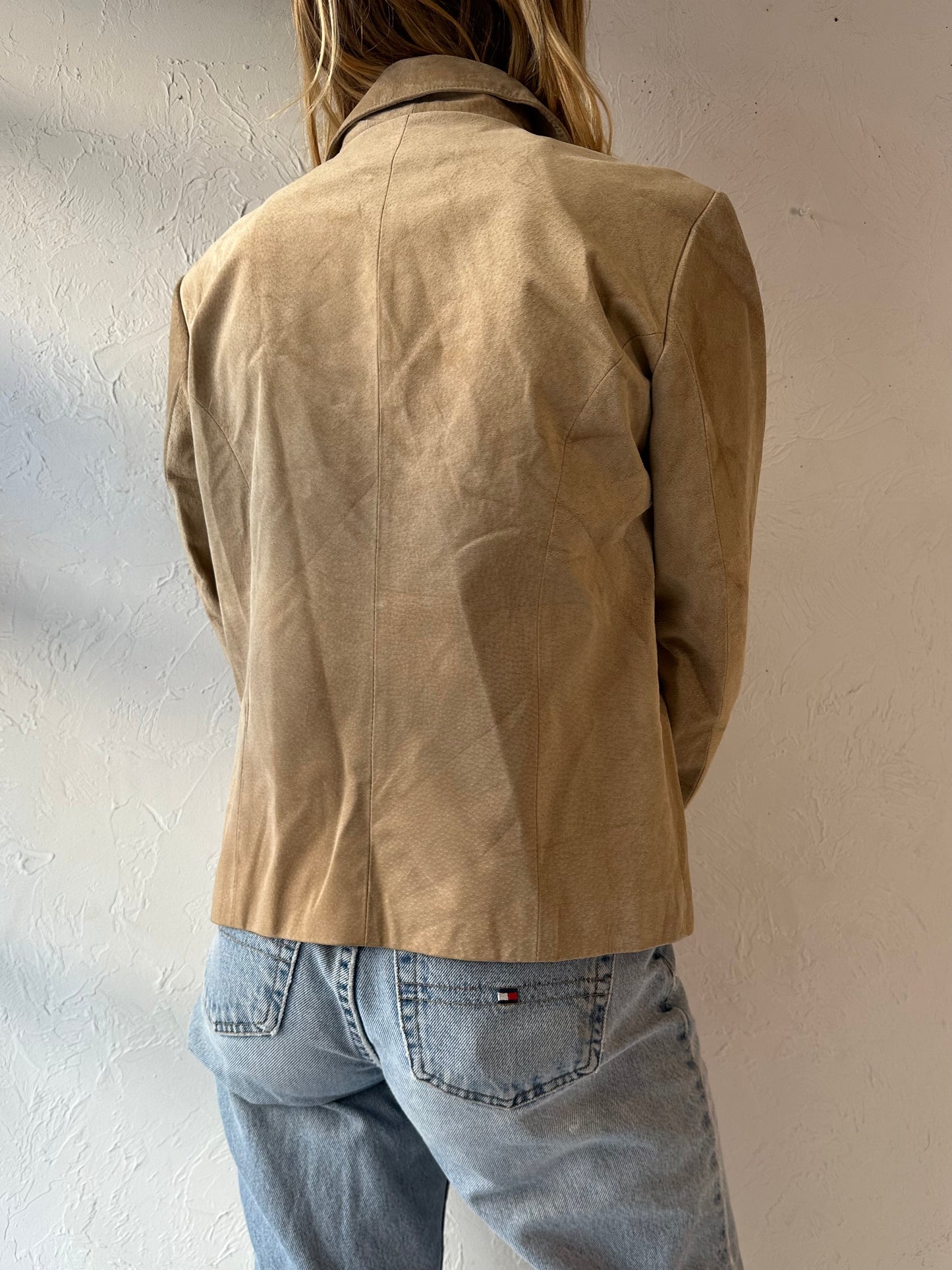 90s 'Liz Claiborne' Tan Suede Leather Jacket / Small