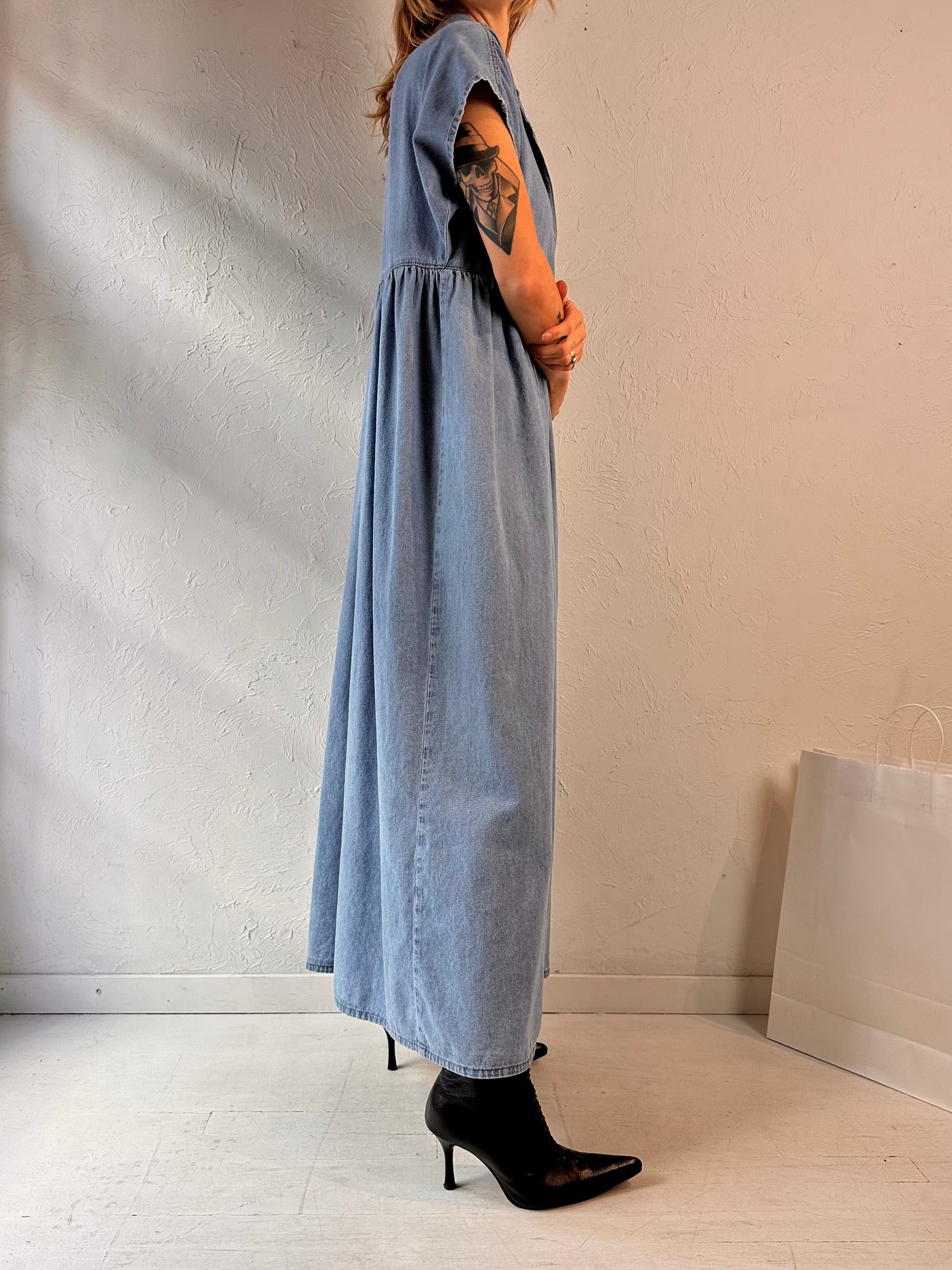 90s 'Cotton Ginny' Button Up Dress / Medium