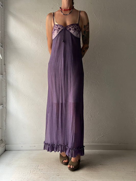 Vintage Sheer Purple Slip Dress / Small
