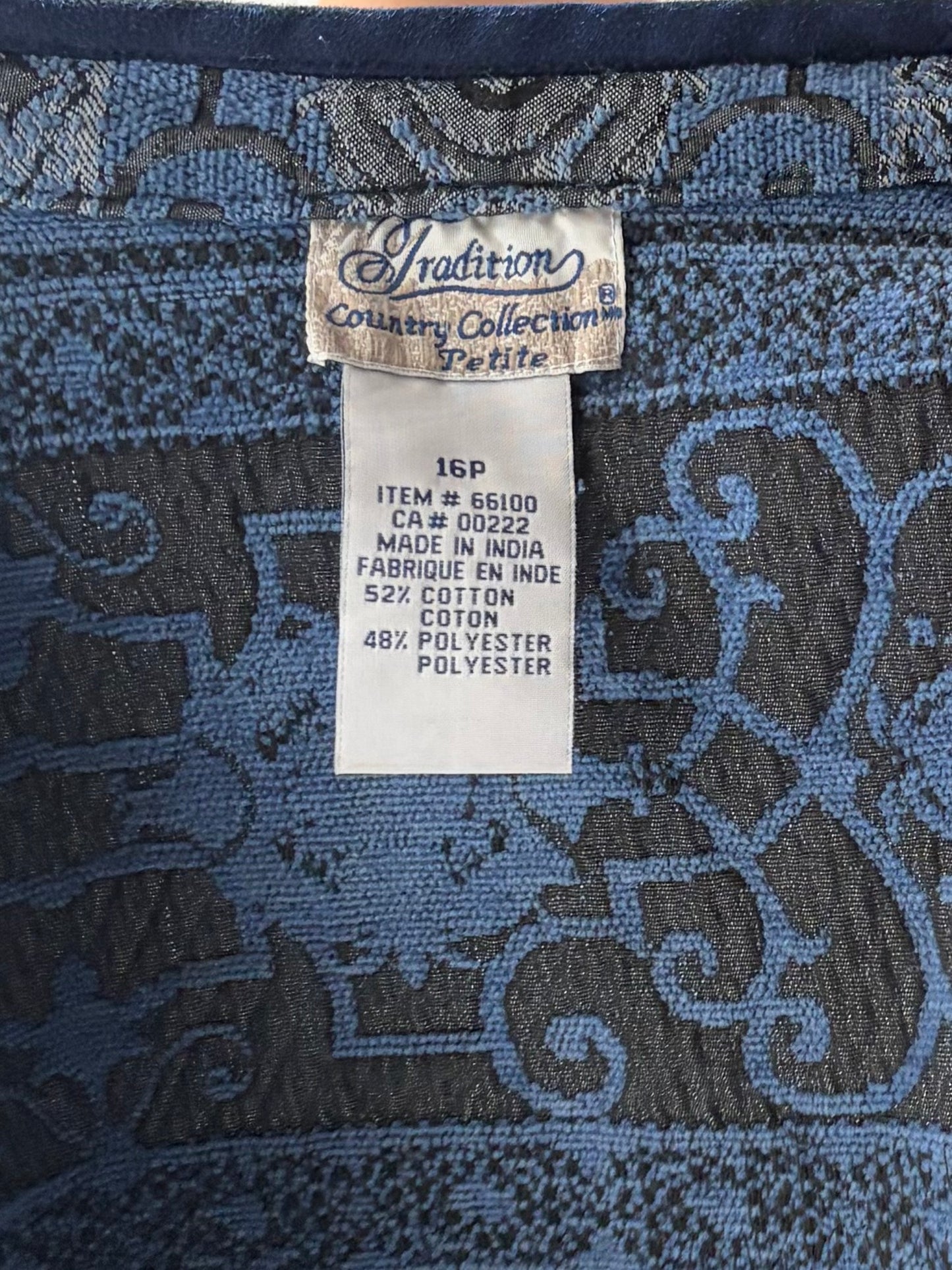 Vintage' Tradition' Blue Tapestry Jacket / Large