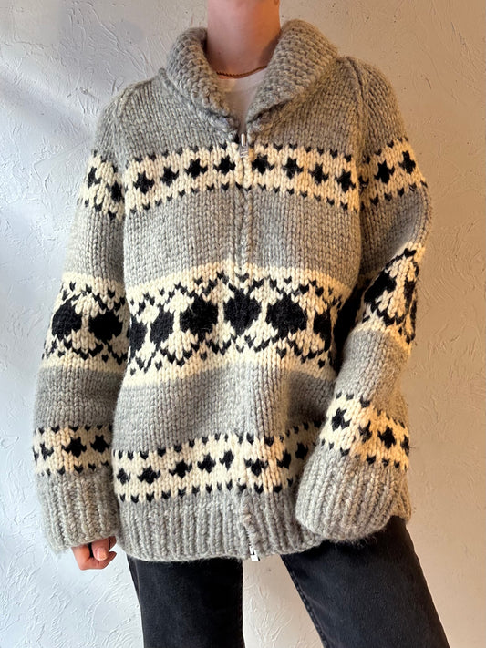 Vintage Hand Knit Thick Wool Sweater / Medium