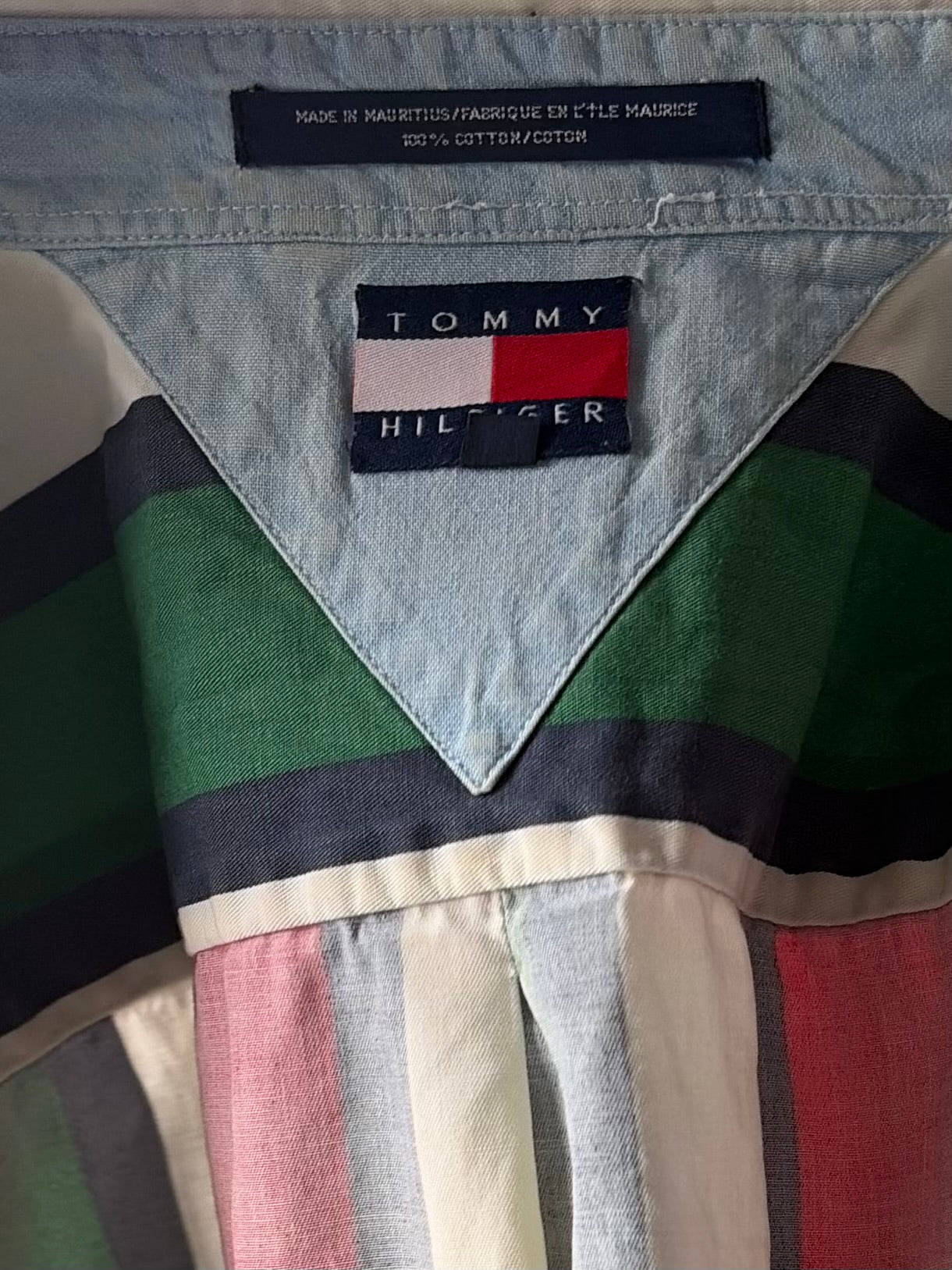 Vintage 'Tommy Hilfiger' Striped Cotton Shirt / Large