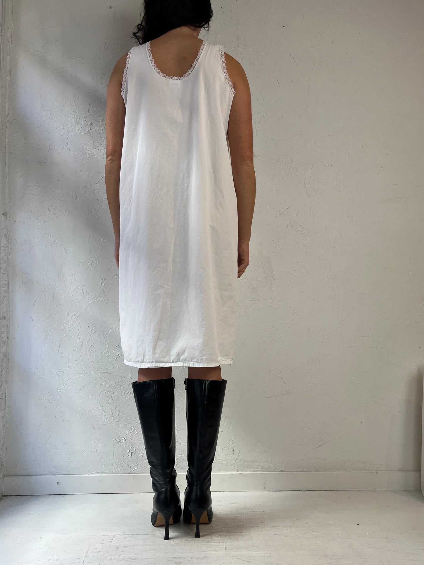 Y2k 'Velrose' White Cotton Dress / Medium