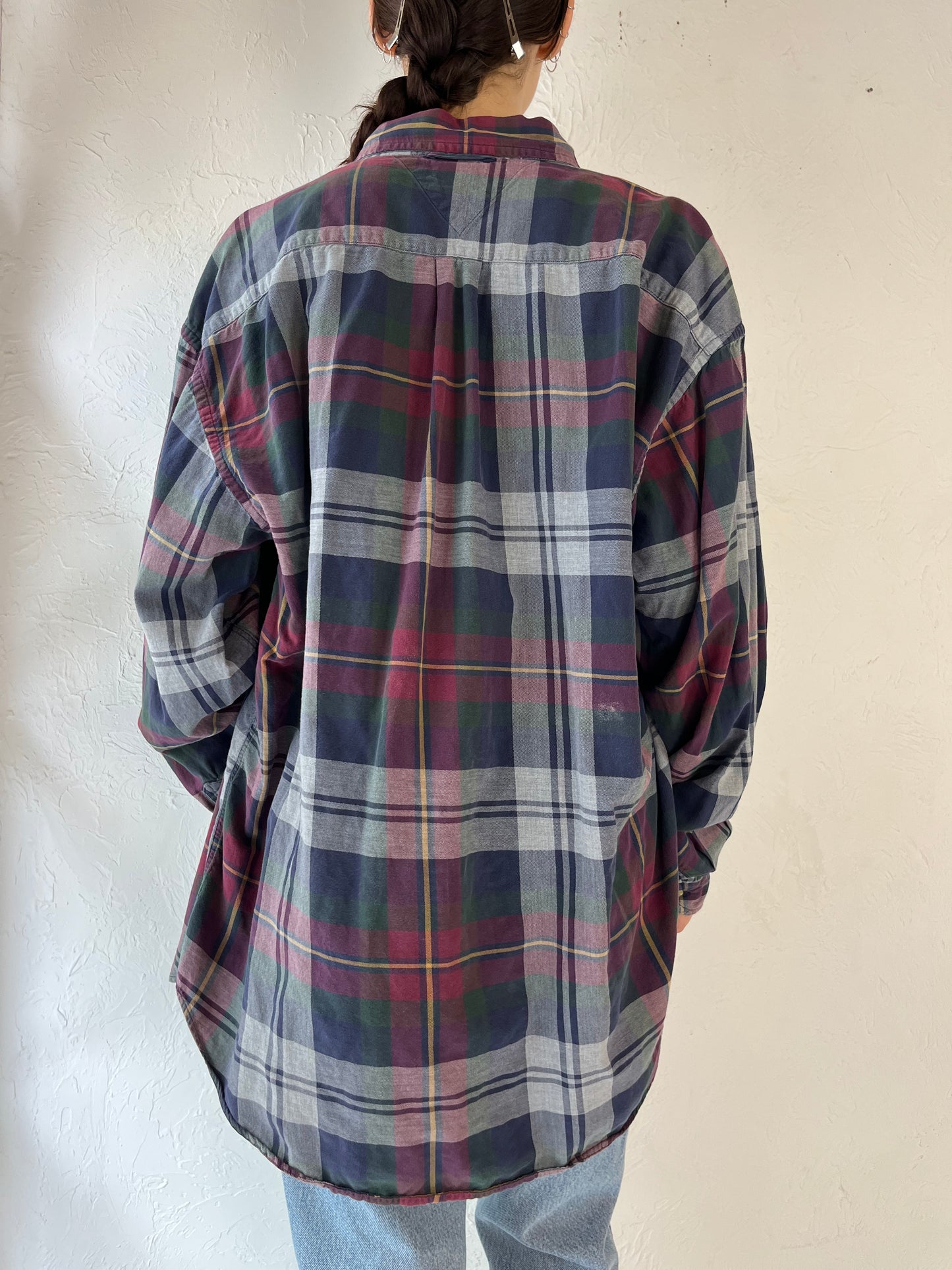 Y2K 'Tommy Hilfiger' Cotton Plaid Button Up Shirt / XL