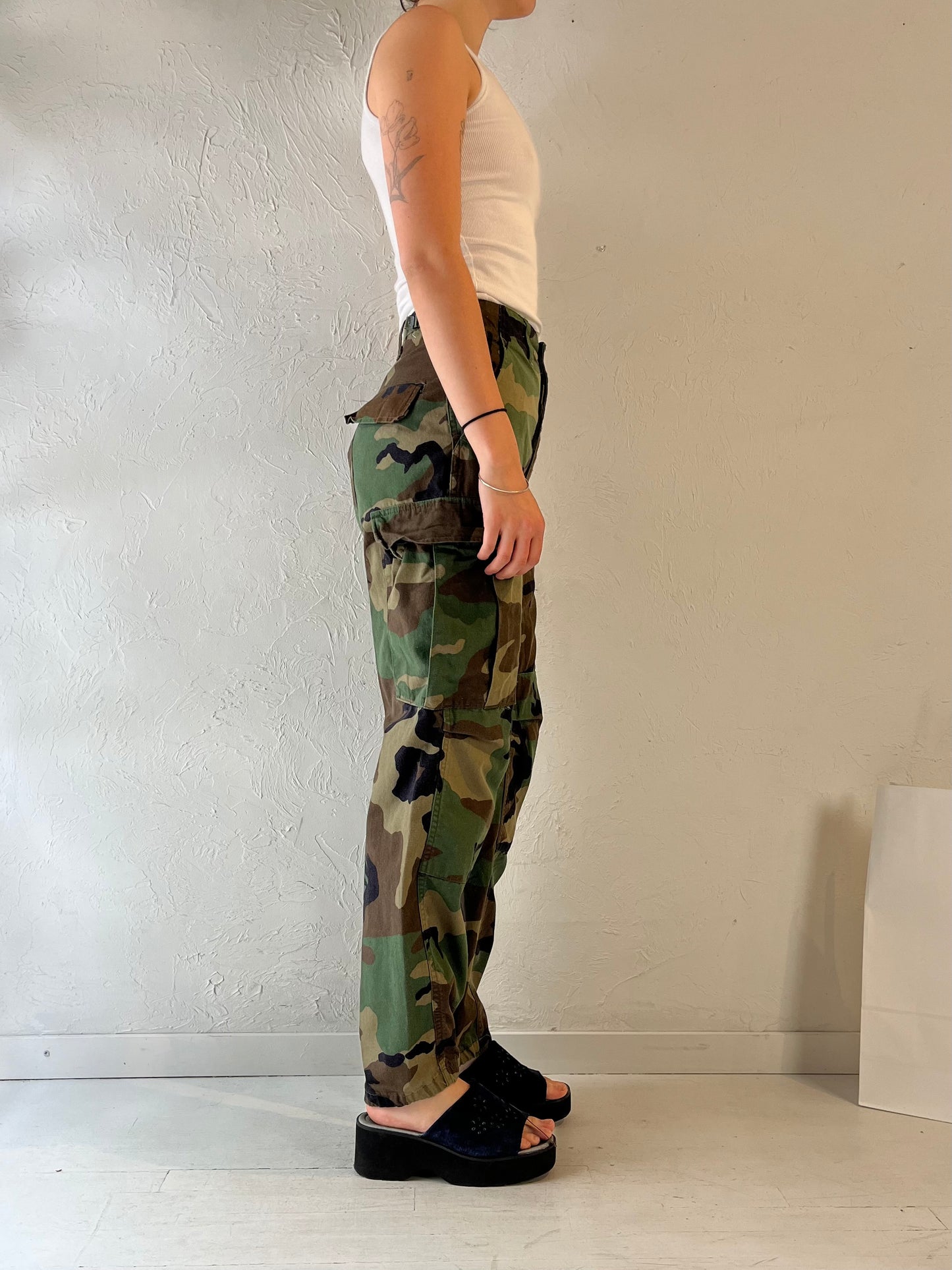 Vintage Authentic Army Camouflage Pants / XS