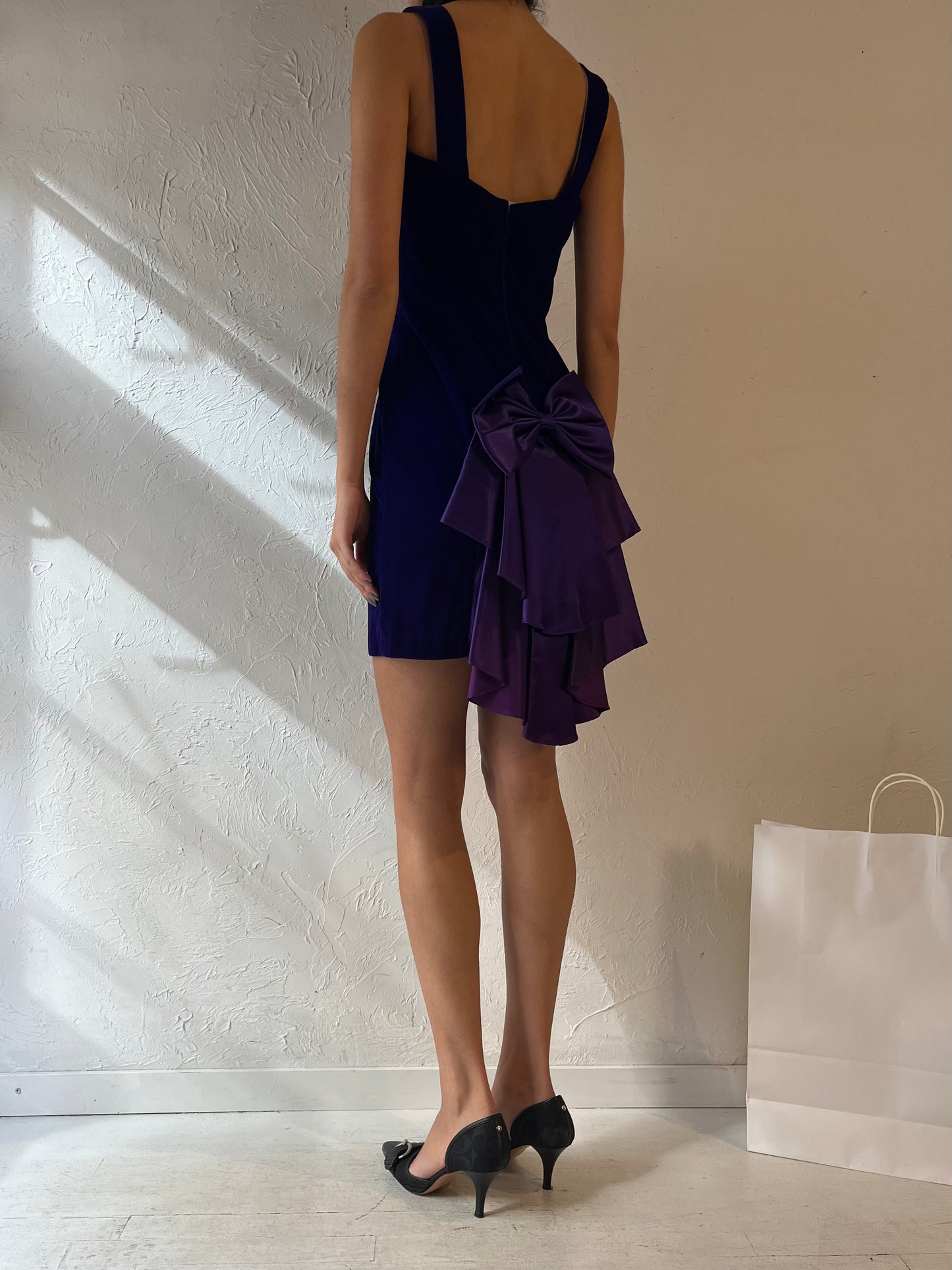 90s 'Steppin Out' Purple Velvet Party Dress / Small