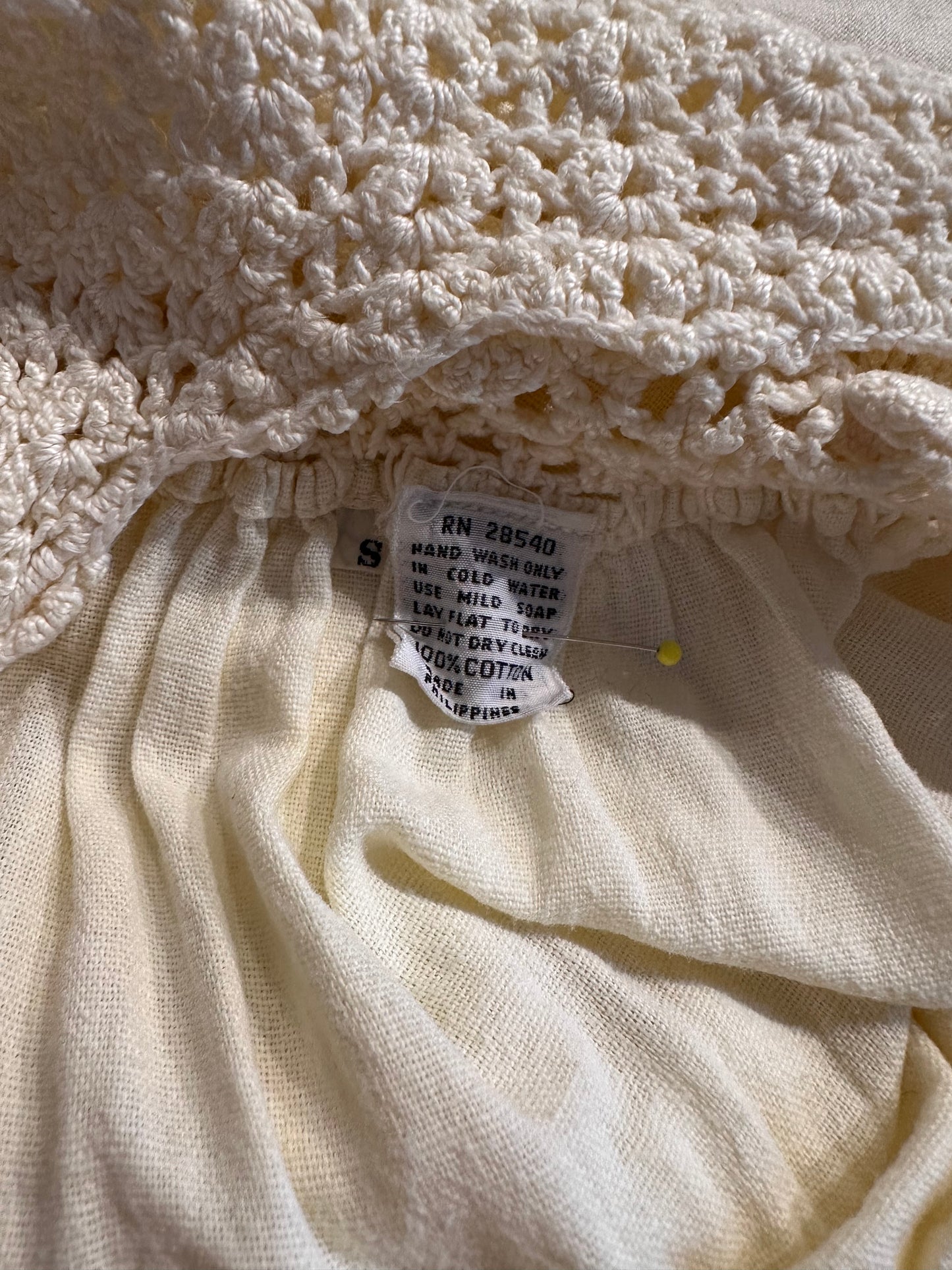 90s Cream Crochet Thick Cotton Dress / Small