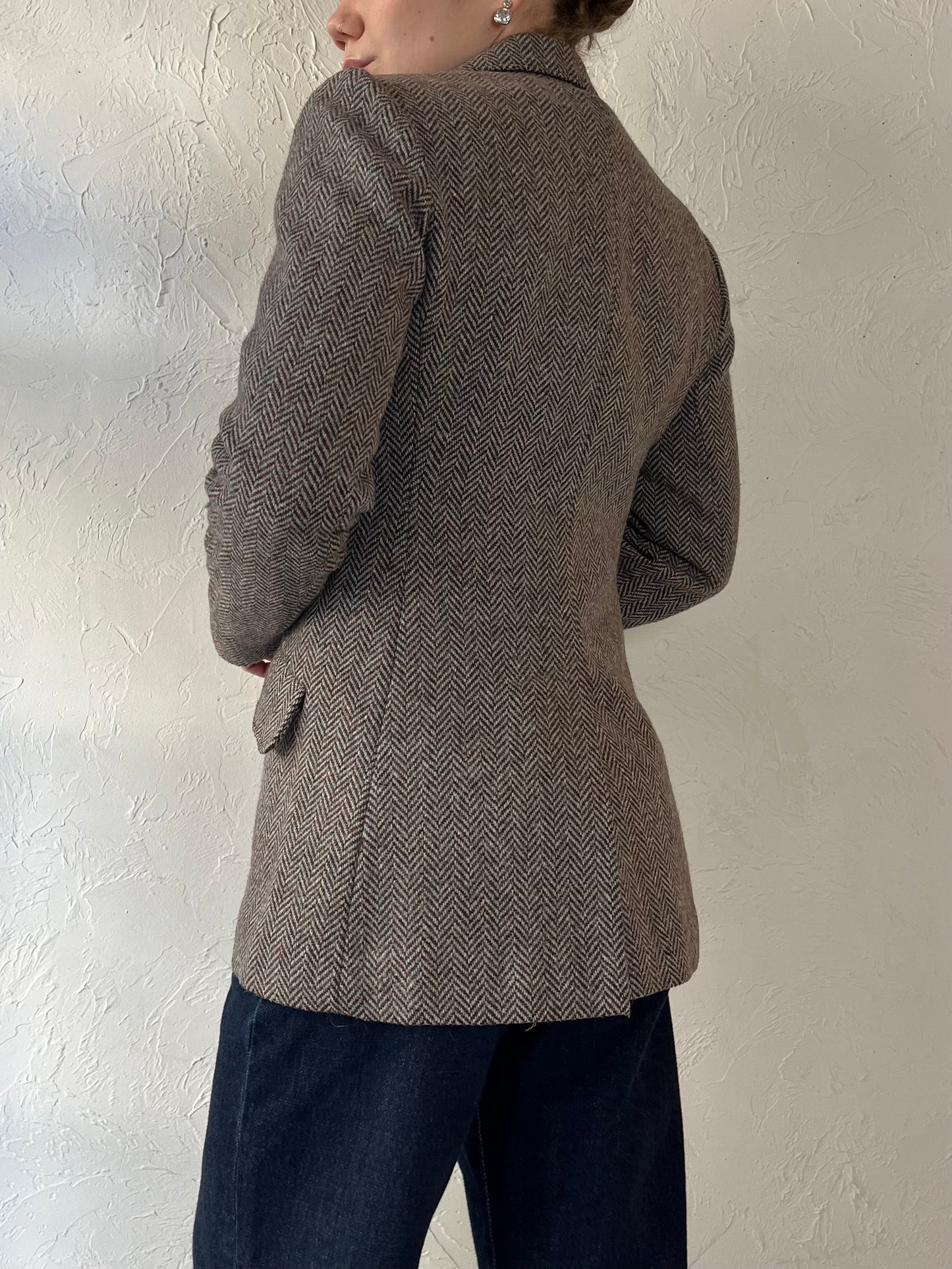 80s ‘Jacardi’ Fitted Wool Blazer / Small