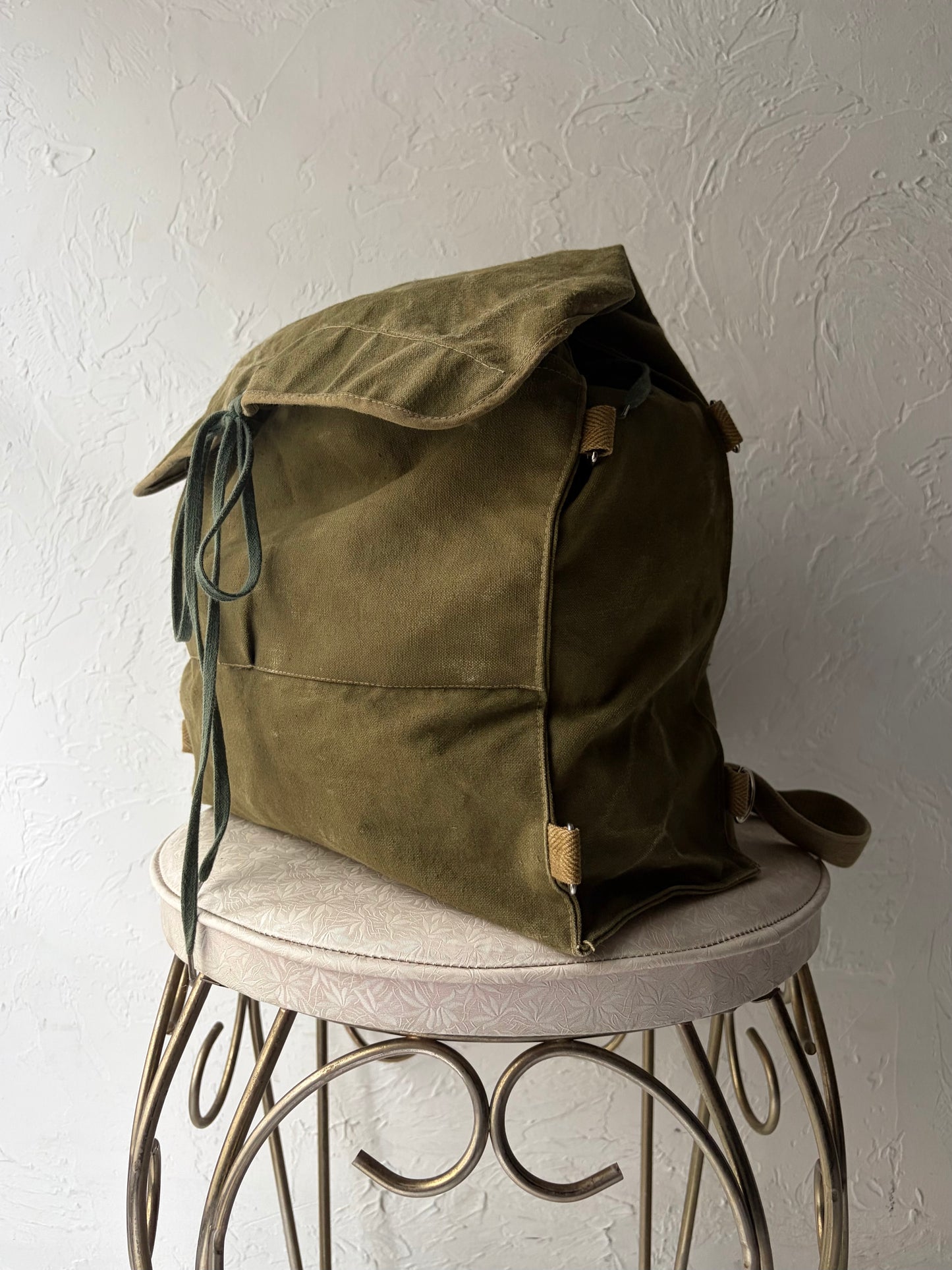 Vintage Green Canvas Backpack