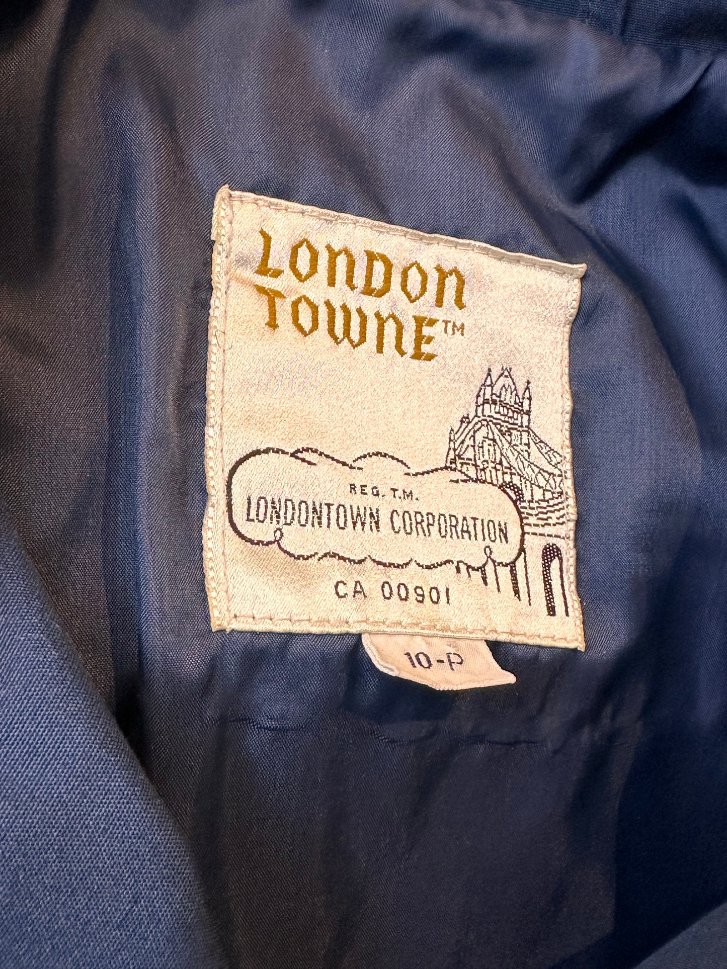 80s 'London Towne' Blue Half Trench Coat / Medium - Large