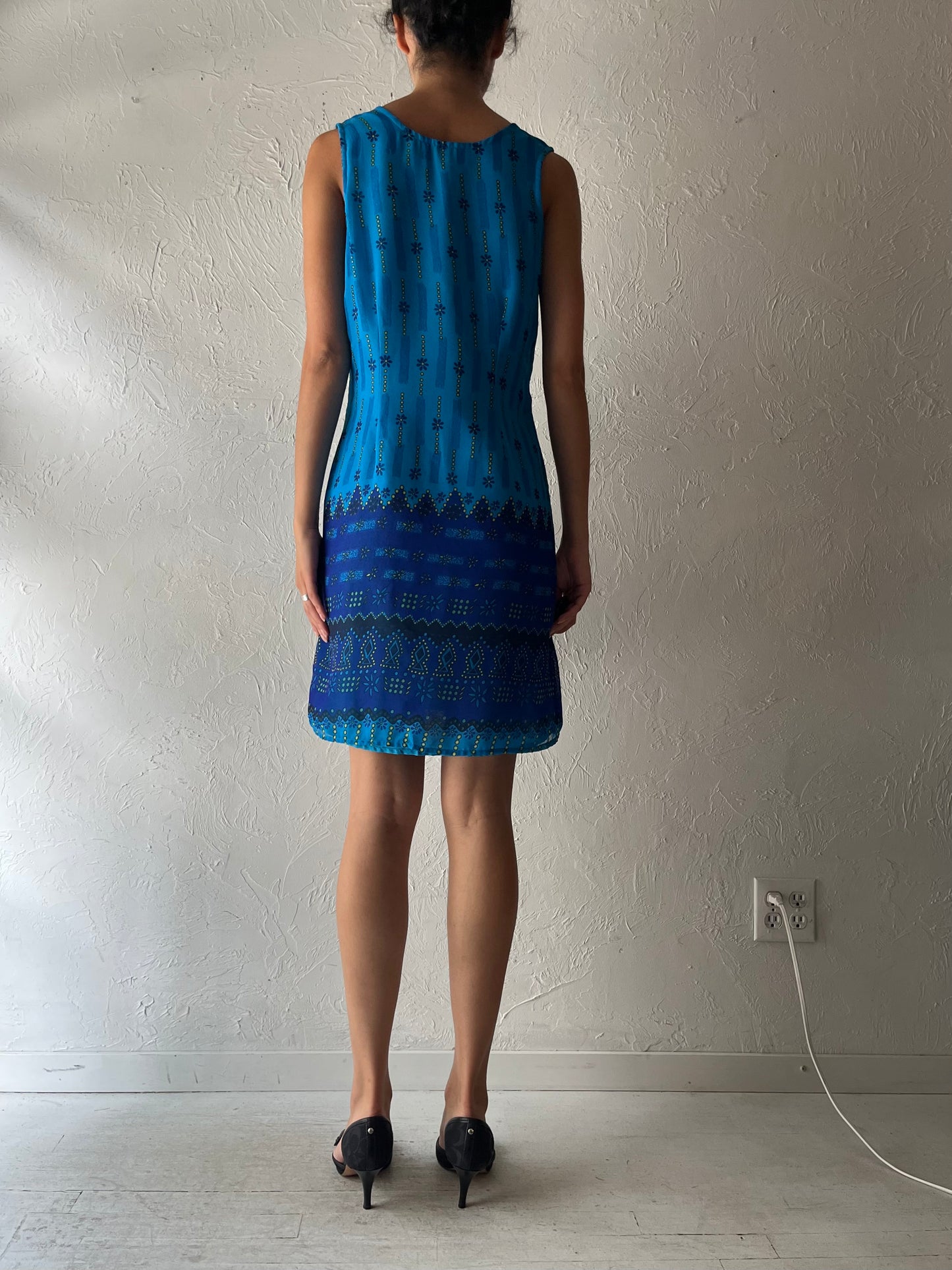 90s 'Jessica' Blue Sleeveless Mini Dress / Small