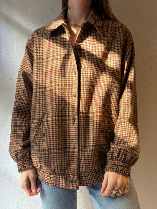 90s 'Tan Jay' Knit Bomber Jacket / Small