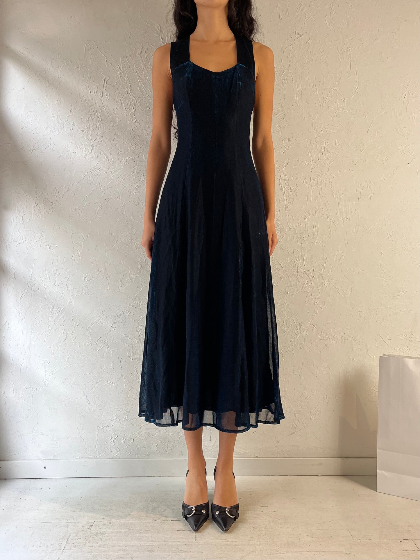 90s ‘Maurice’s’ Navy Blue Sparkly Dress / Medium