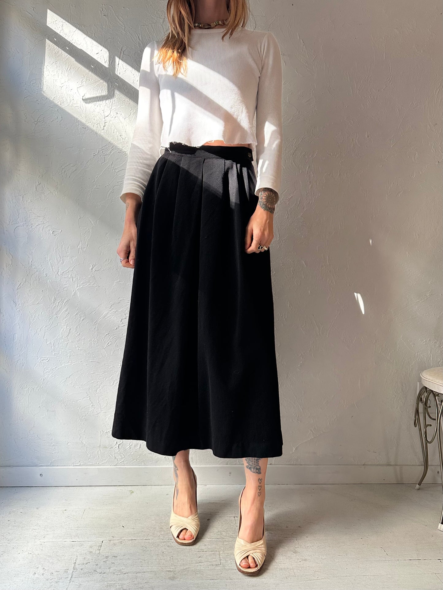70s 'Mr Jax' Black Wool Skirt / Small