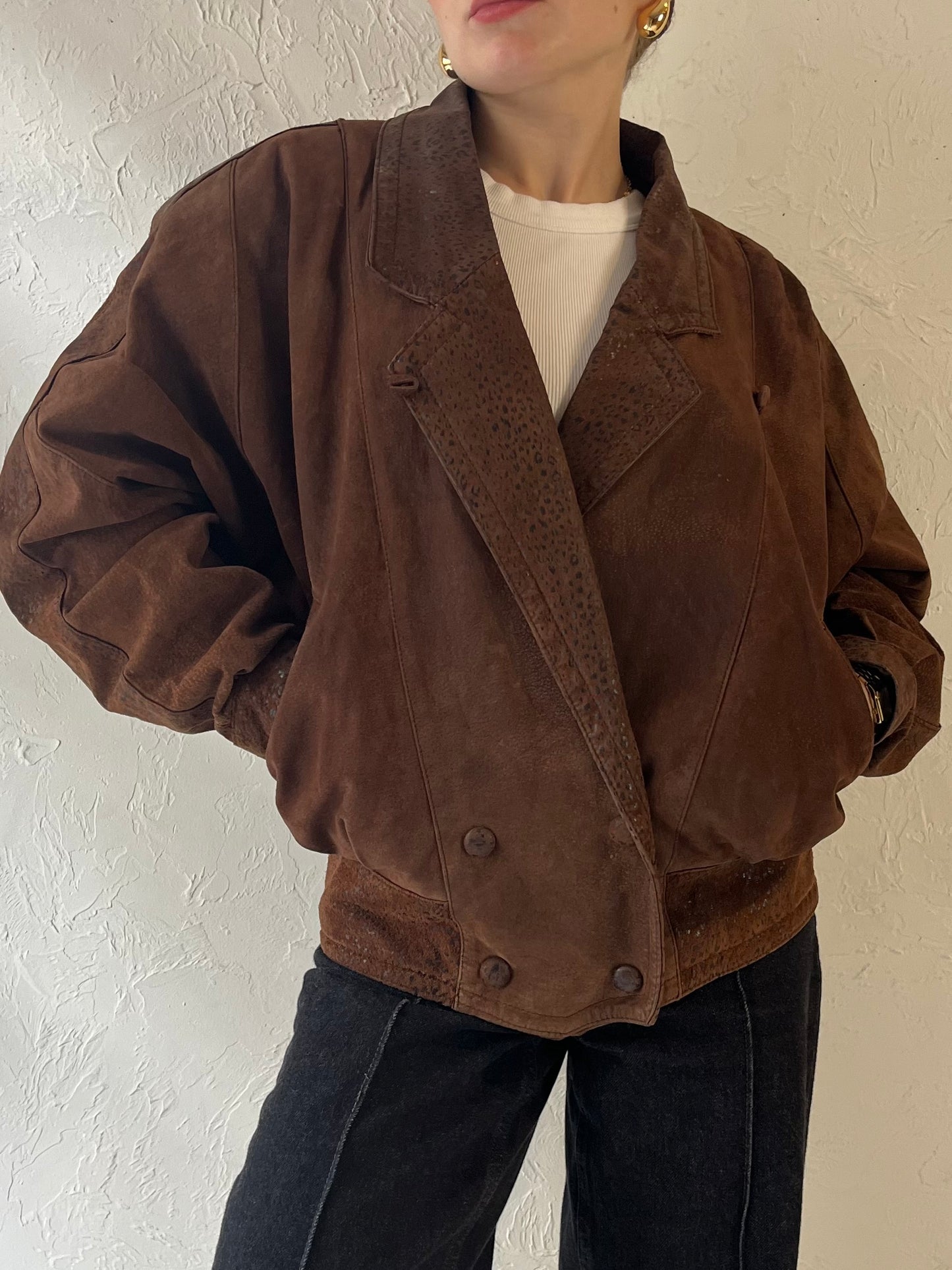 90s 'Byrnes & Baker' Brown Suede Leather Jacket / S