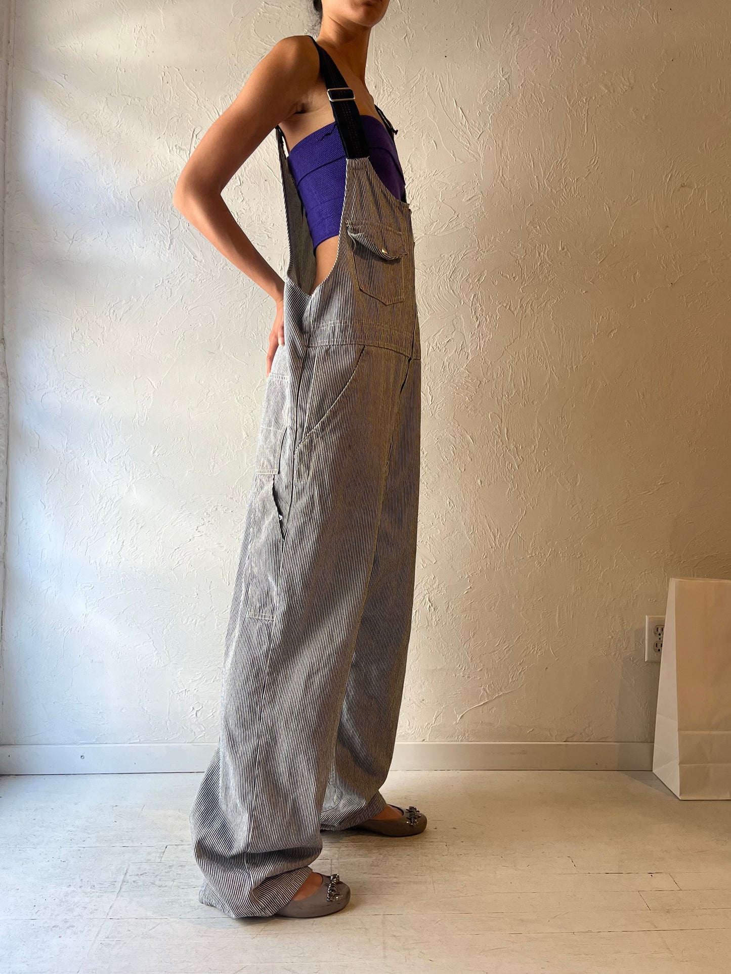 90s ‘Big B’ Pin Stripe Work Wear Overalls / XL