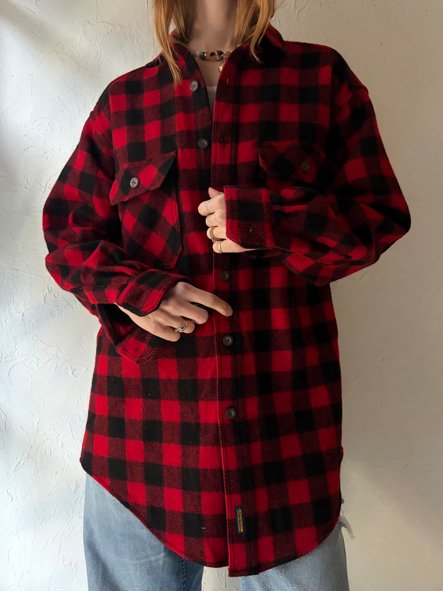 Y2k 'Woolrich' Thick Wool Plaid Shirt / Medium