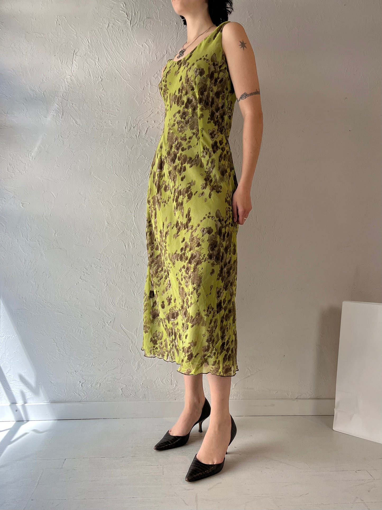 Vintage Green Sleeveless Midi Dress / Medium