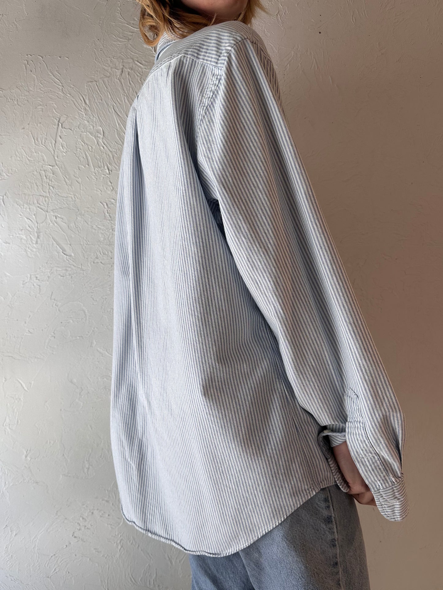 Y2k 'Ralph Lauren' Striped Button Up Shirt / Large