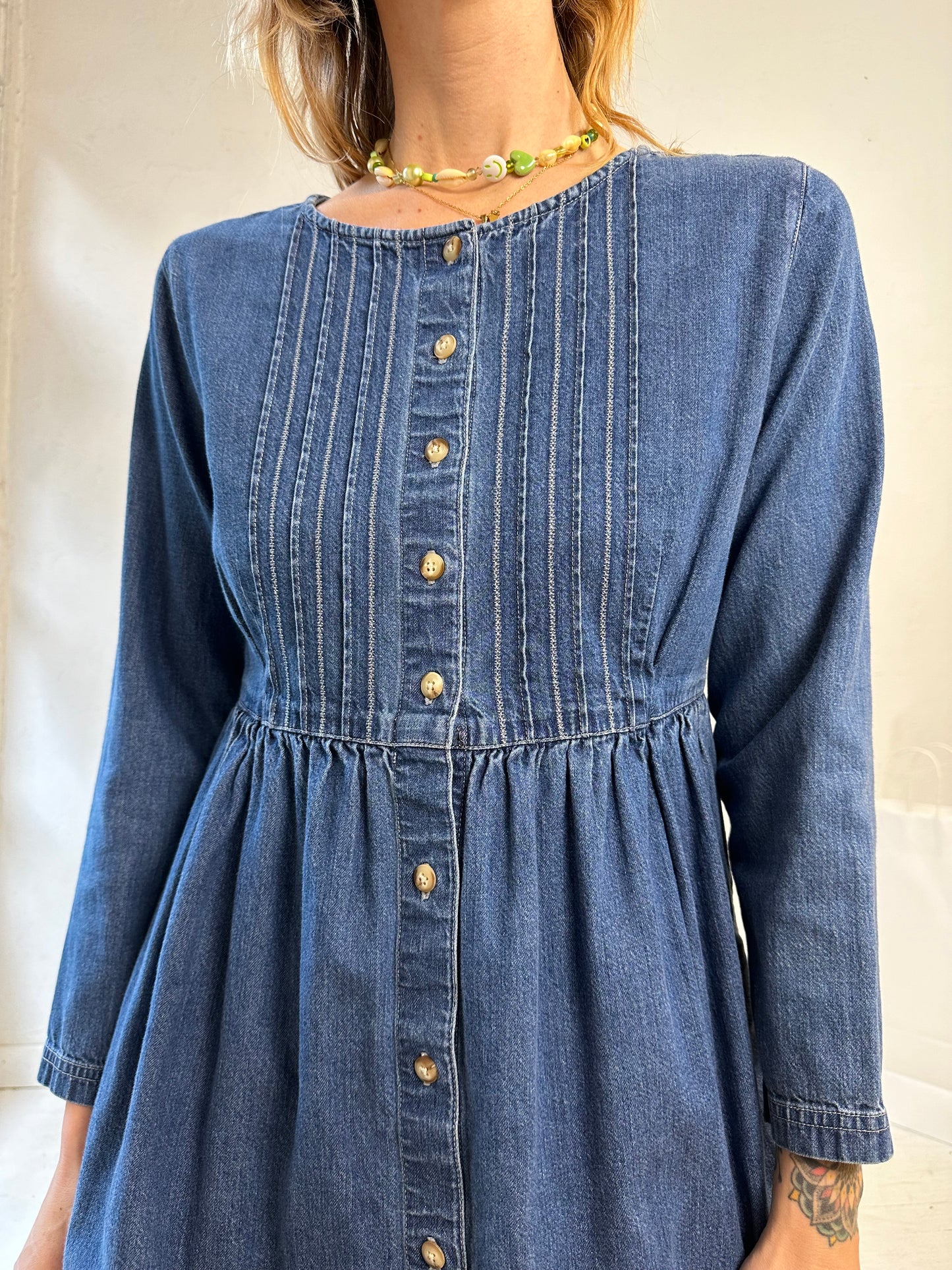 Y2k 'Eddie Bauer' Long Sleeve Button Up Denim Dress / XS