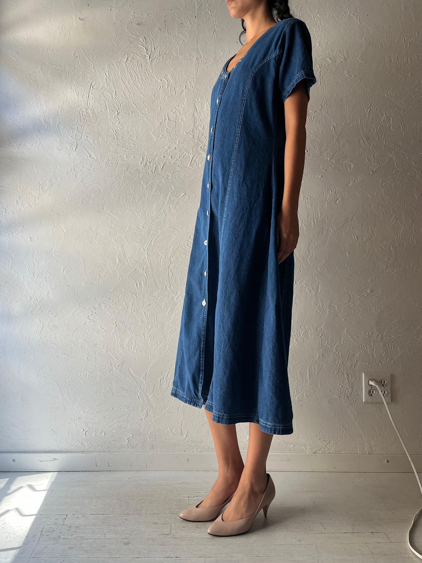 Y2k 'Chic' Button Up Denim Dress / Medium