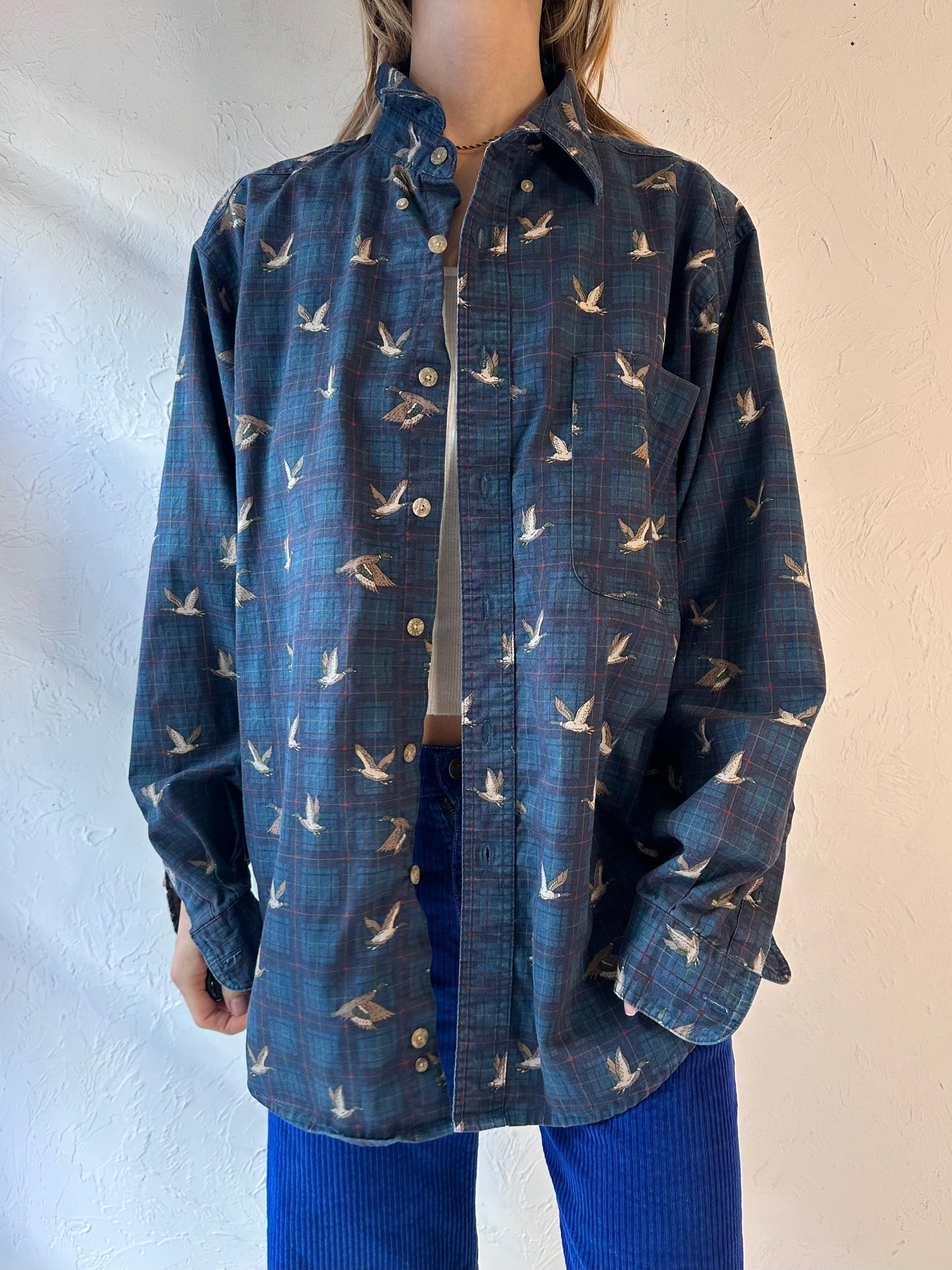 Y2k 'Wrangler' Button Up Duck Shirt / Large