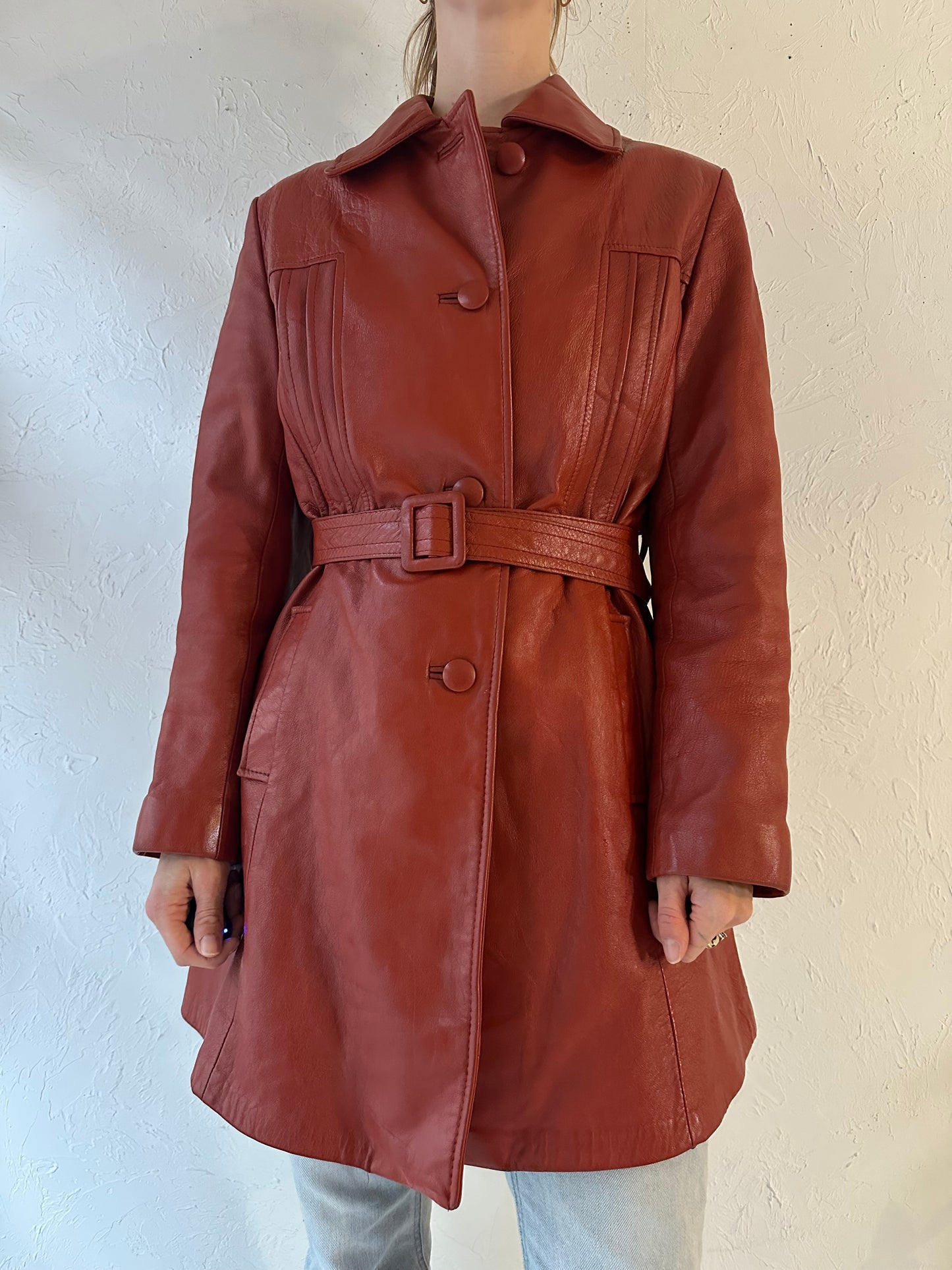 70s 'Sunshine' Burgundy Leather Jacket / Medium