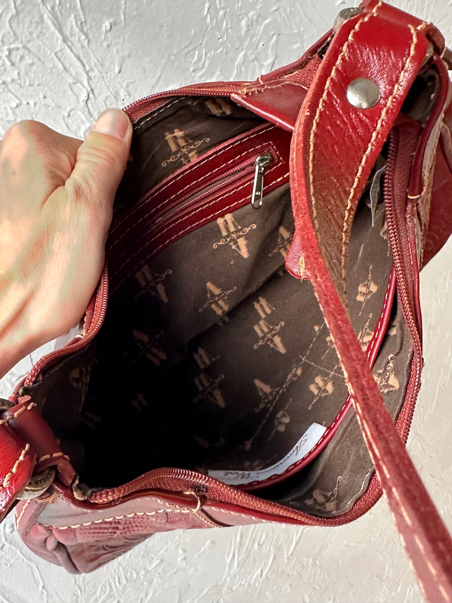 90s 'American West' Red Leather Purse