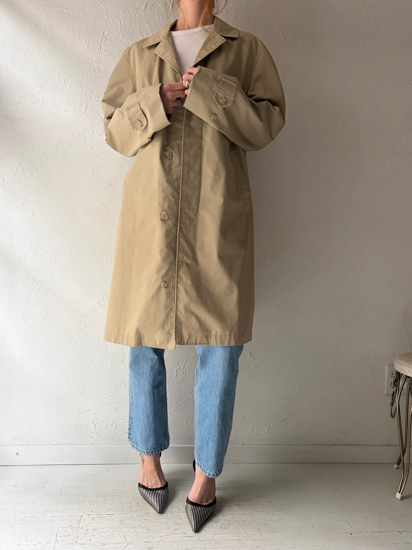 80s ‘Woodwards’ Beige Half Trench / Medium