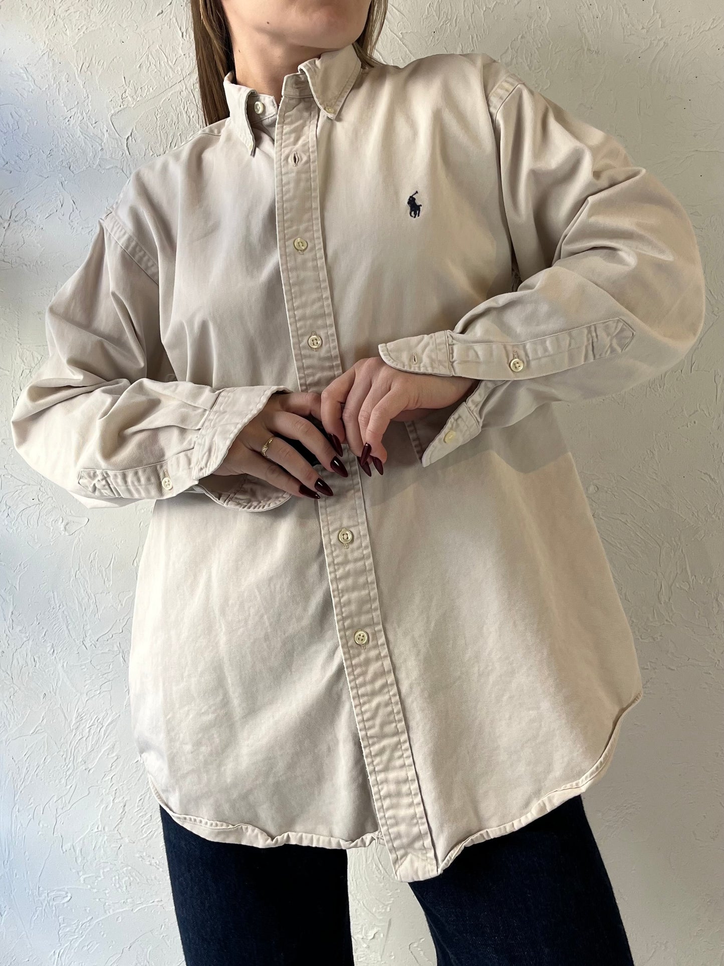 Y2K ‘Ralph Lauren’ Cream Cotton Button Up Shirt / Small